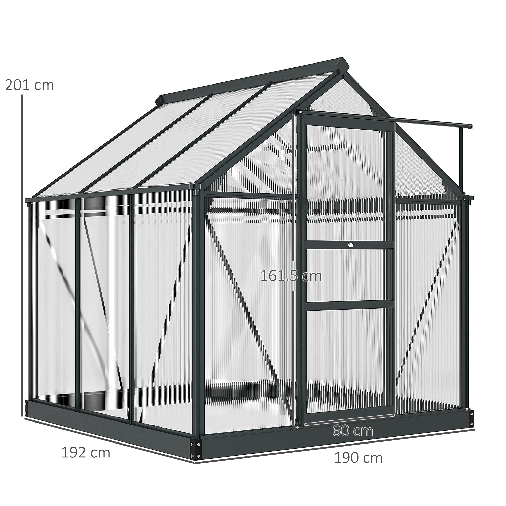 6 x 6 ft Clear Polycarbonate Greenhouse Large Walk-In Green House Garden Plants Grow House w/ Slide Door and Push-Open Window-2