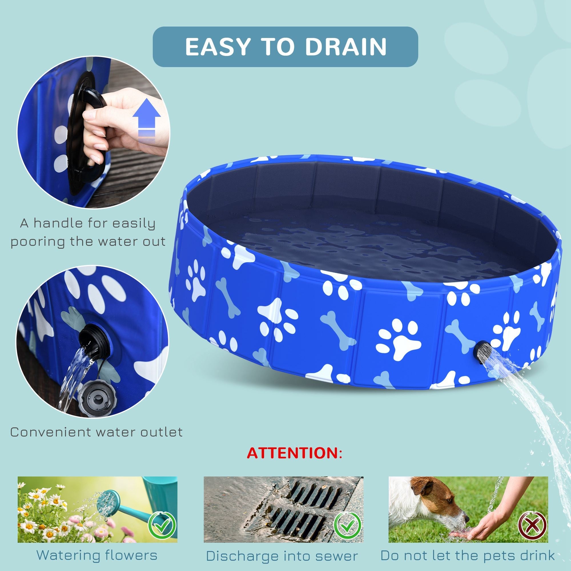 Dog Swimming Pool Foldable Pet Bathing Shower Tub Padding Pool Dog Cat Puppy Washer Indoor/Outdoor ?80 x 20H cm XS Sized-4