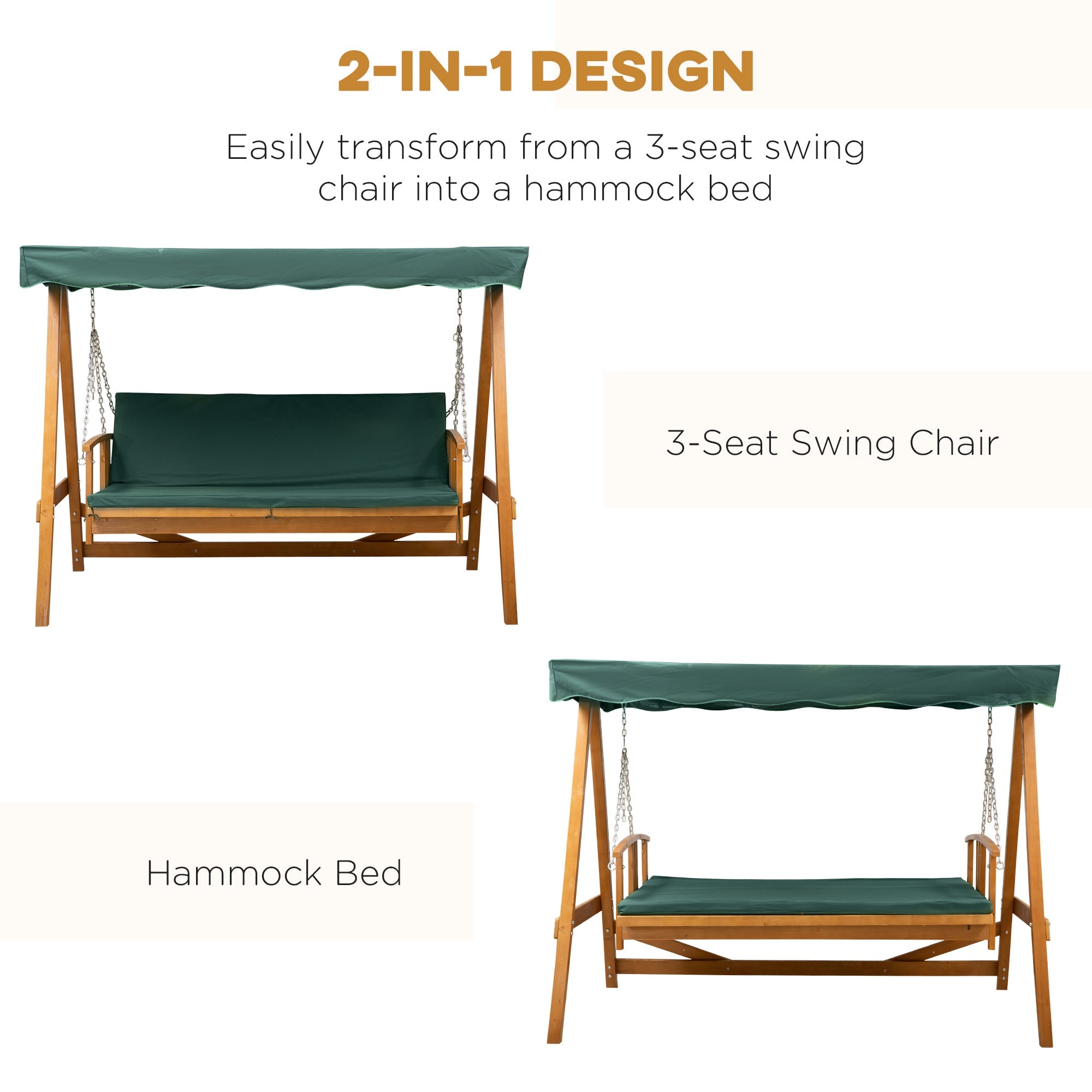 Wooden Garden 3-Seater Outdoor Swing Chair-3