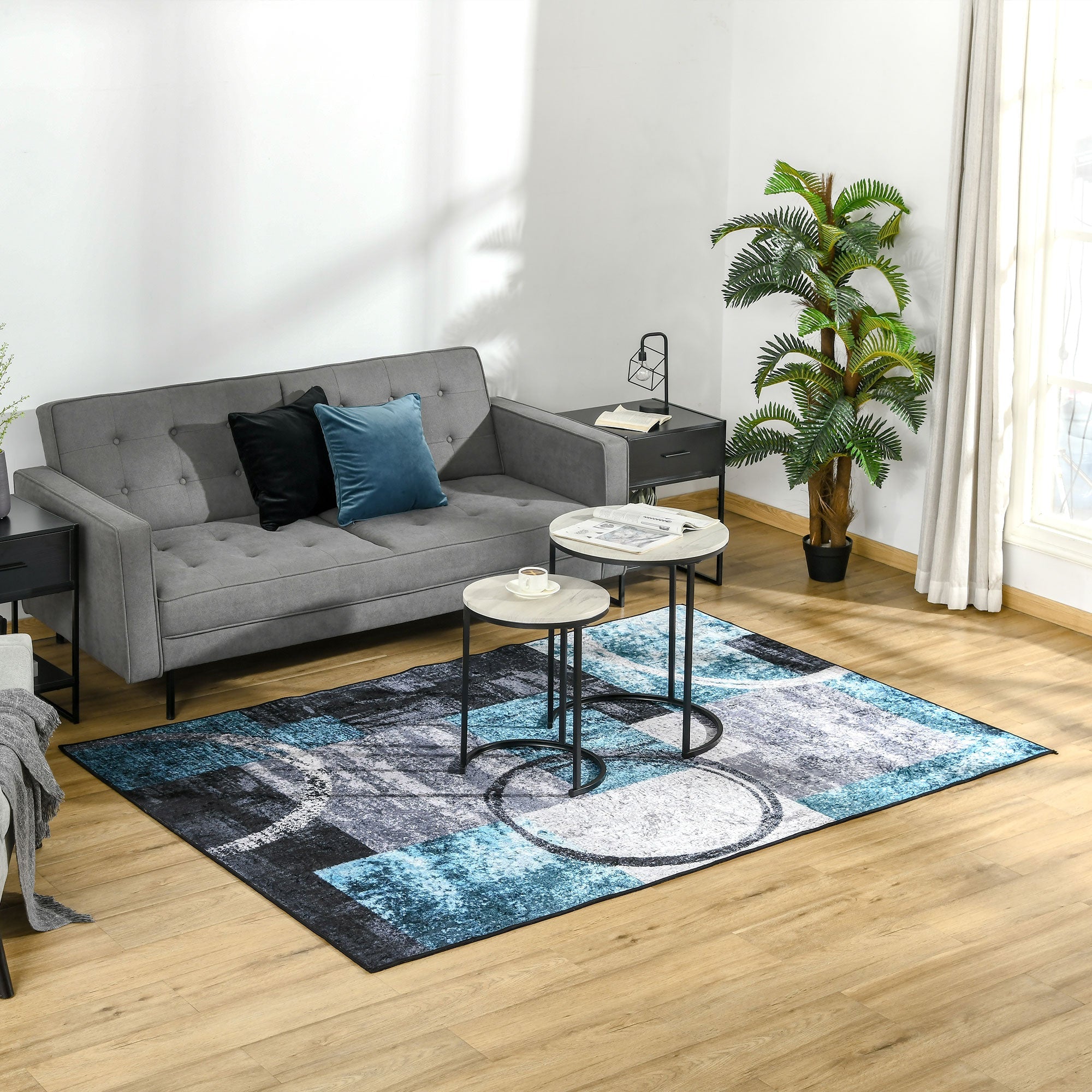 Blue Geometric Rug, Modern Area Rugs Large Carpet for Living Room, Bedroom, Dining Room, 160x230 cm-1