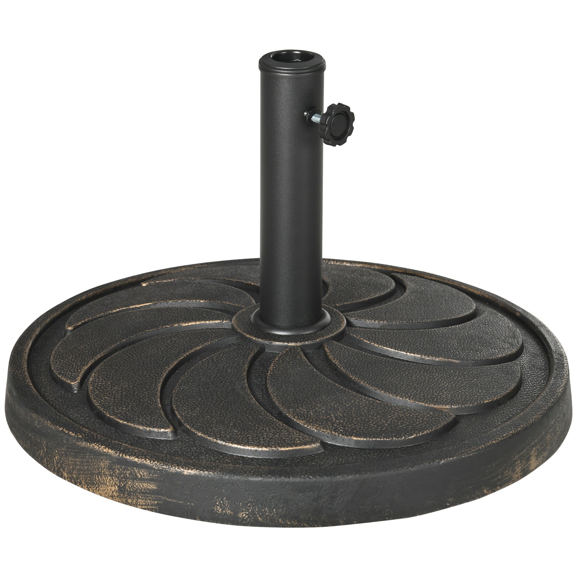 18kg Resin Garden Parasol Base, Round Outdoor Market Umbrella Stand Weight for Poles of ?38mm to ?48mm, Bronze-0