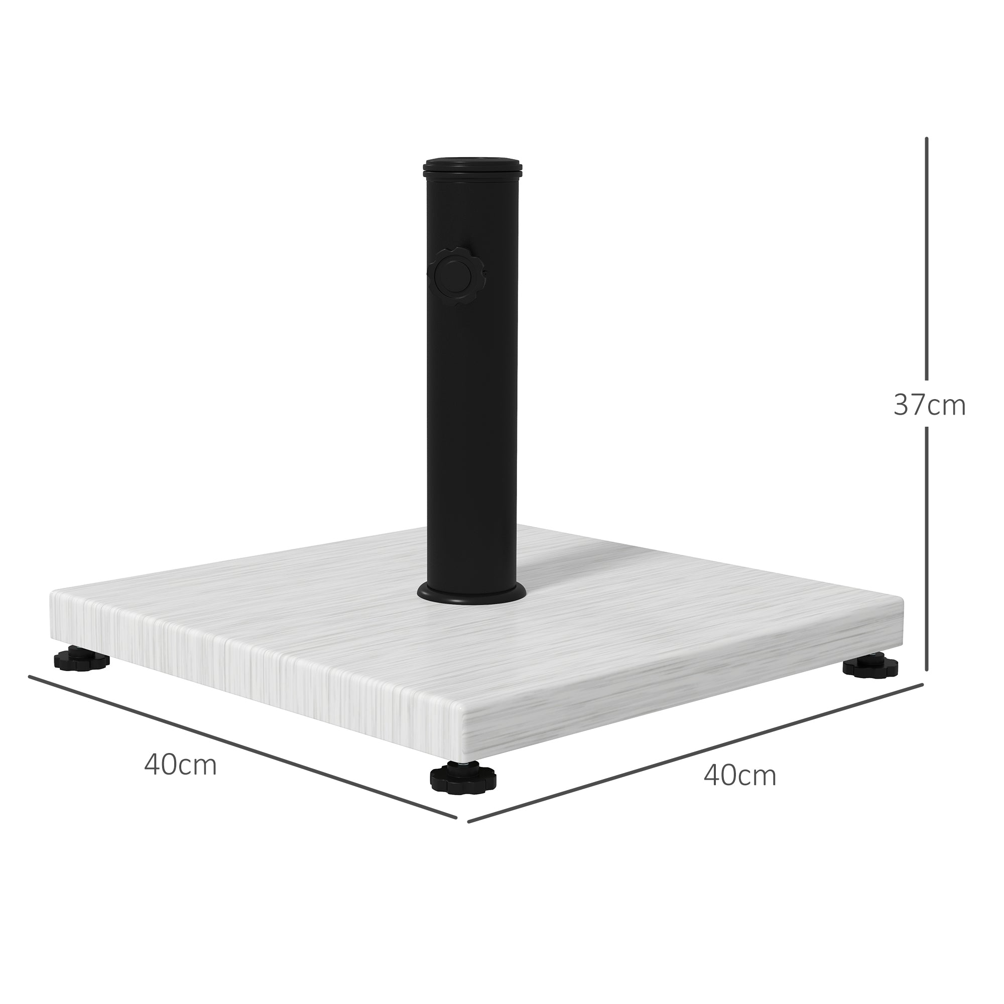 12kg Garden Parasol Base with Adjustable Foot Pad, Concrete Umbrella Stand with Wood Effect Decorative Base and Adjustable Knob-2