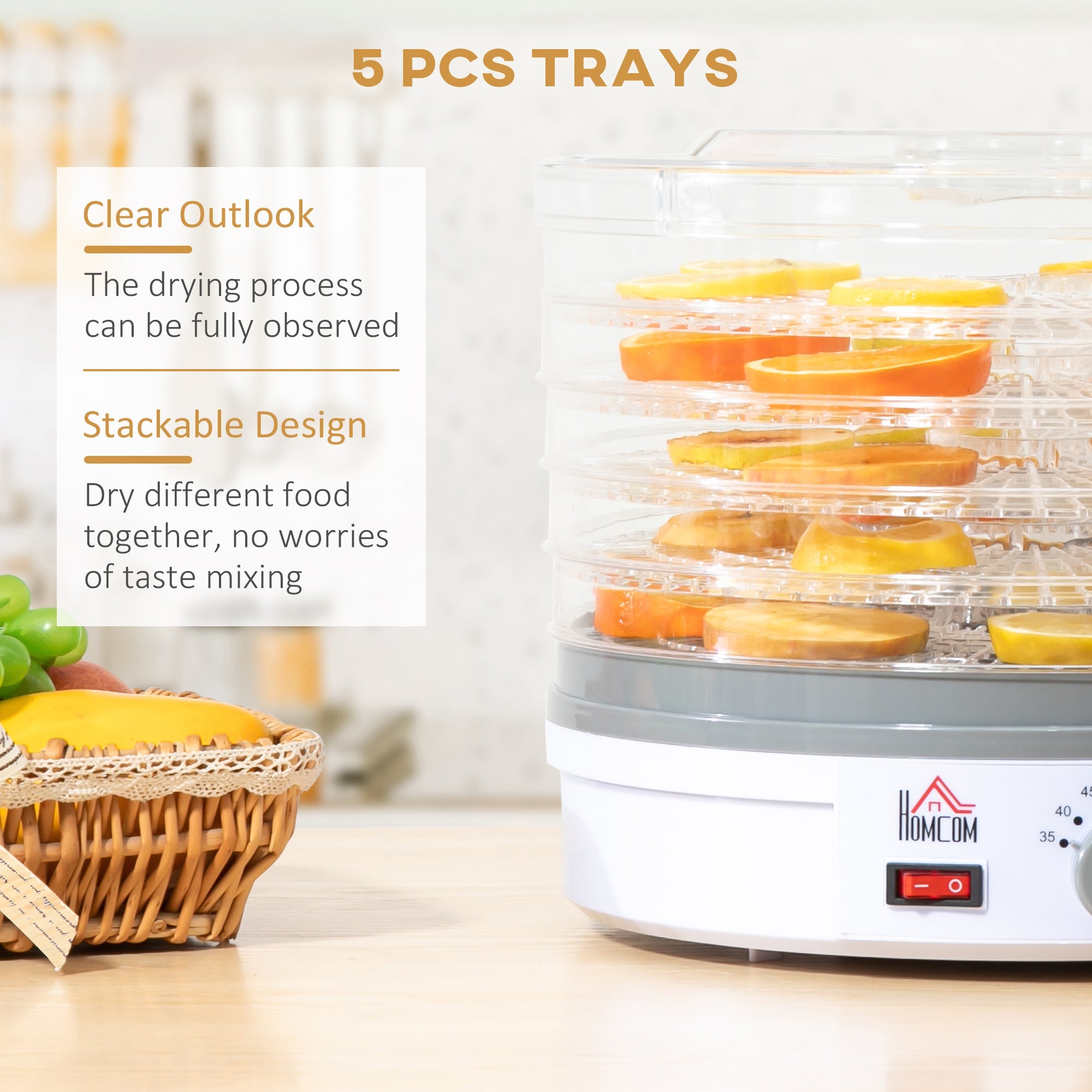 5 Tier Food Dehydrator, 245W Food Dryer Machine with Adjustable Temperature Control for Drying Fruit, Meat, Vegetable, Jerky and Pet Treat-4