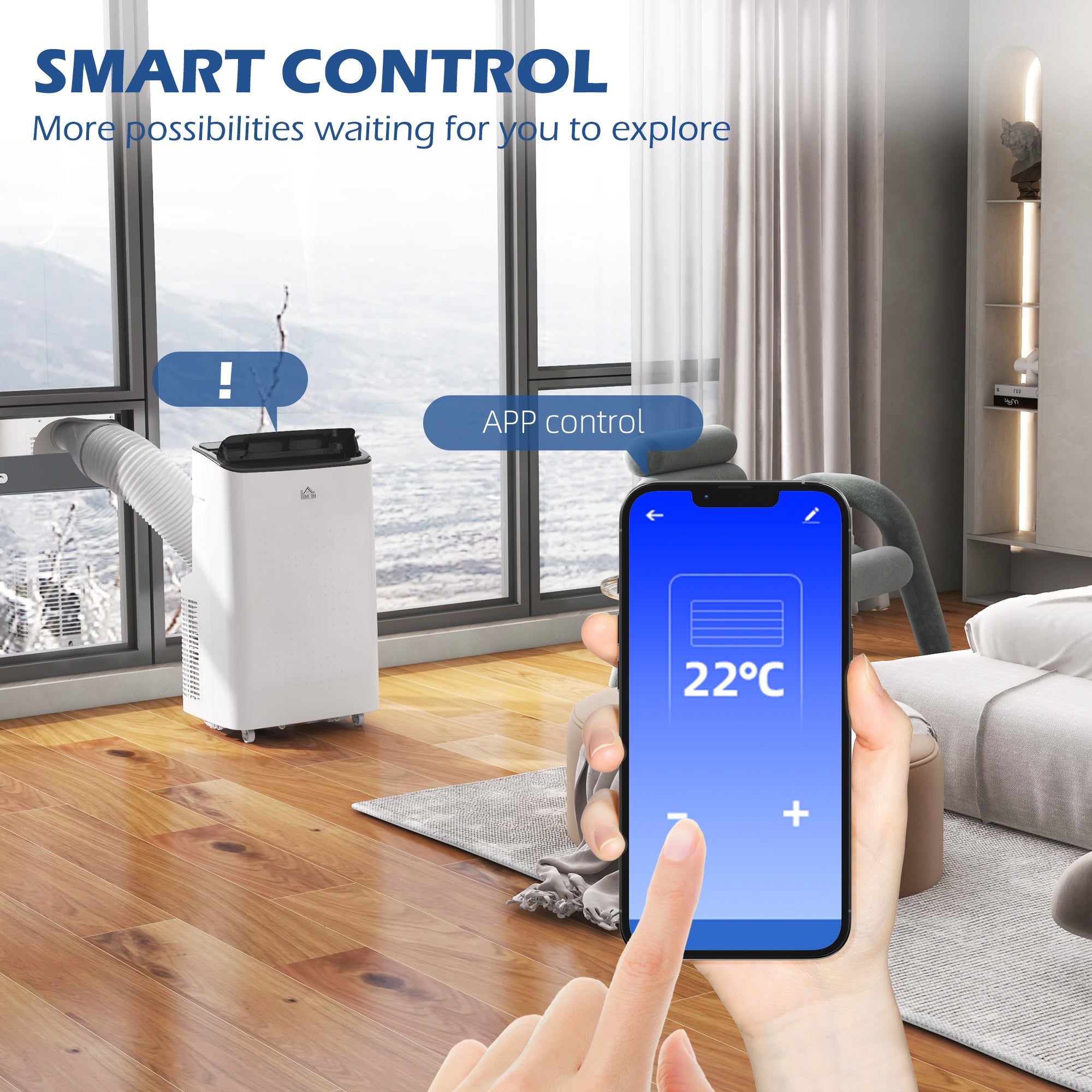 14,000 BTU Mobile Air Conditioner for Room up to 35m², Smart Home WiFi Compatible, with Dehumidifier, Fan, 24H Timer-4