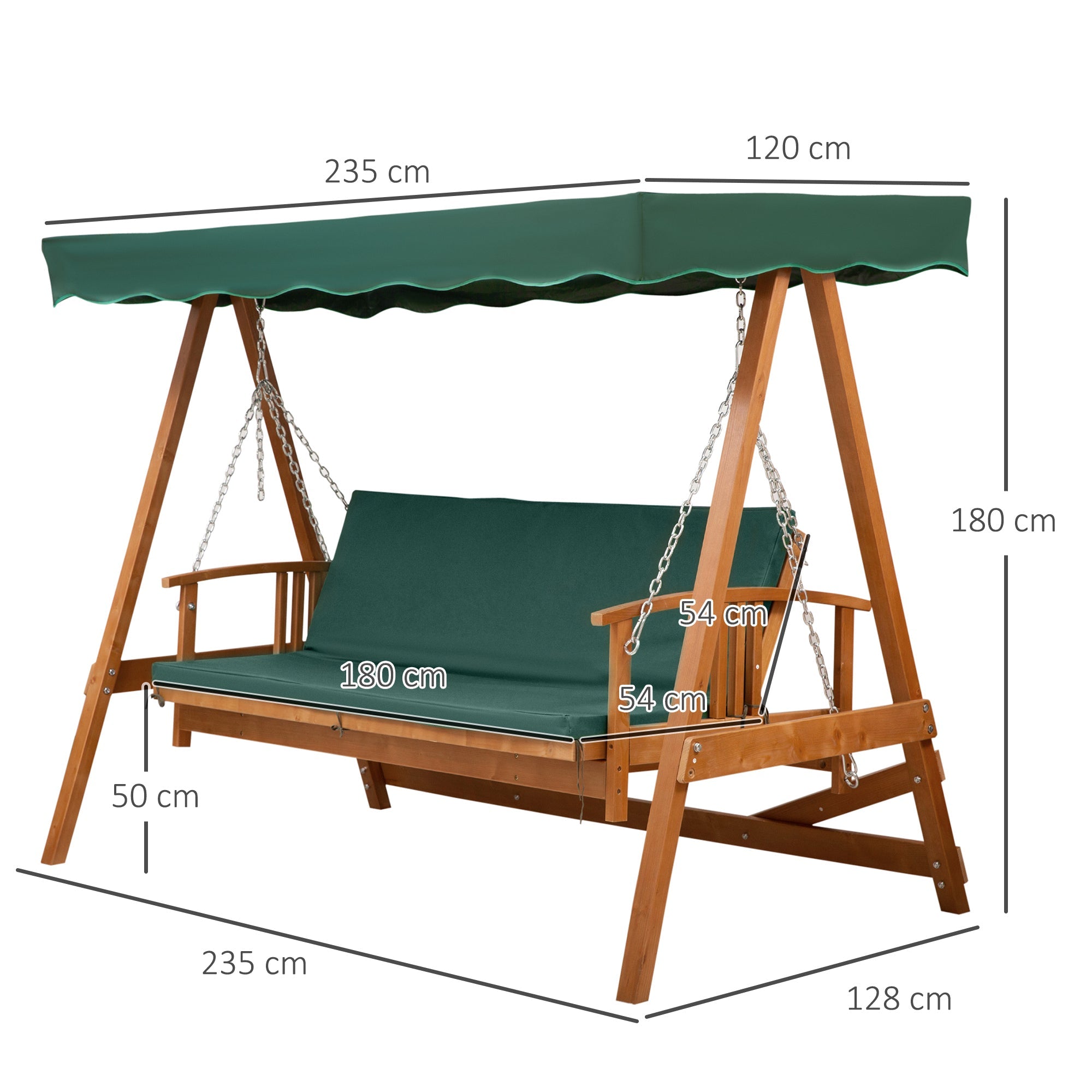 Wooden Garden 3-Seater Outdoor Swing Chair-2