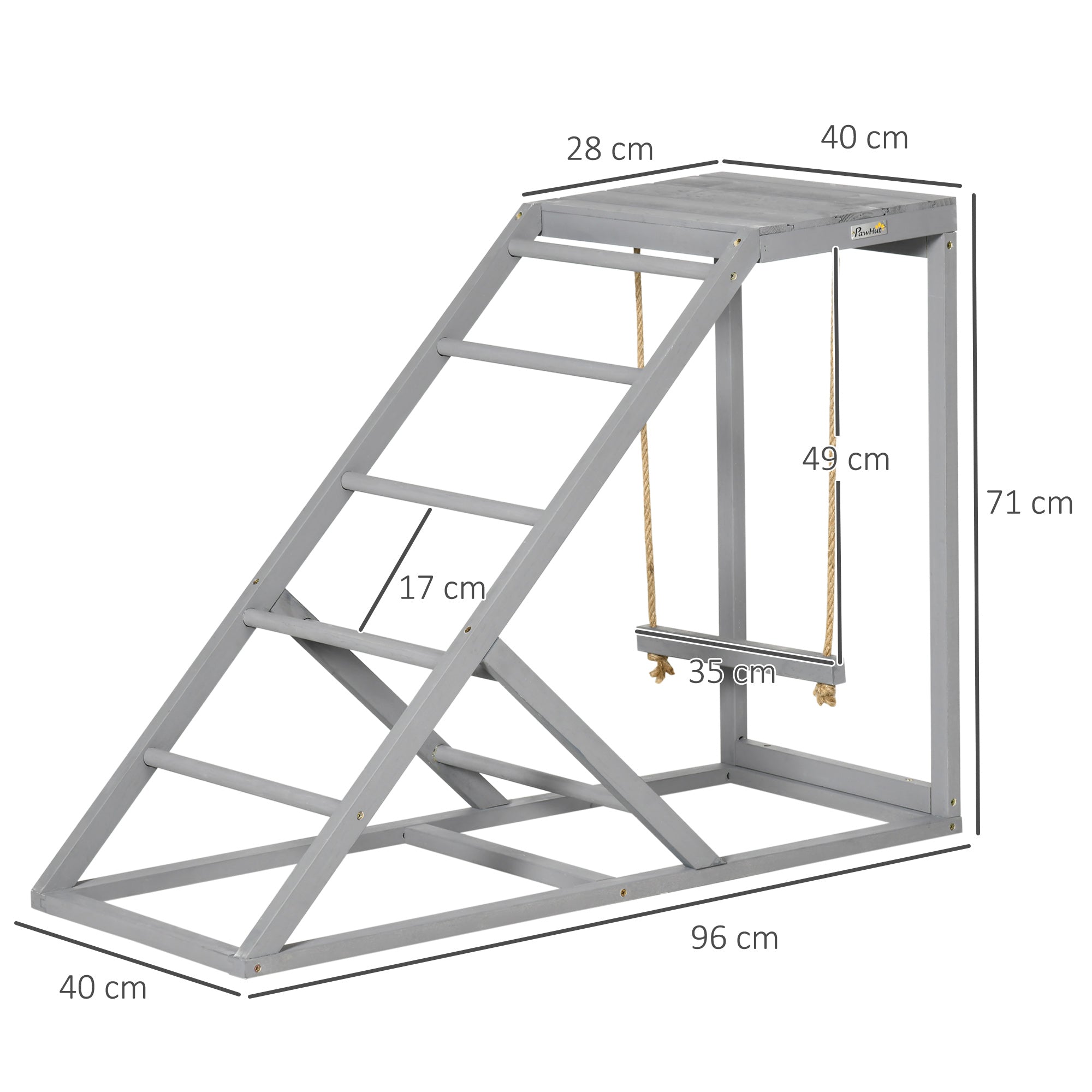 Wooden Chicken Coop Toy with Swing, Ladder, Platform, Grey-2