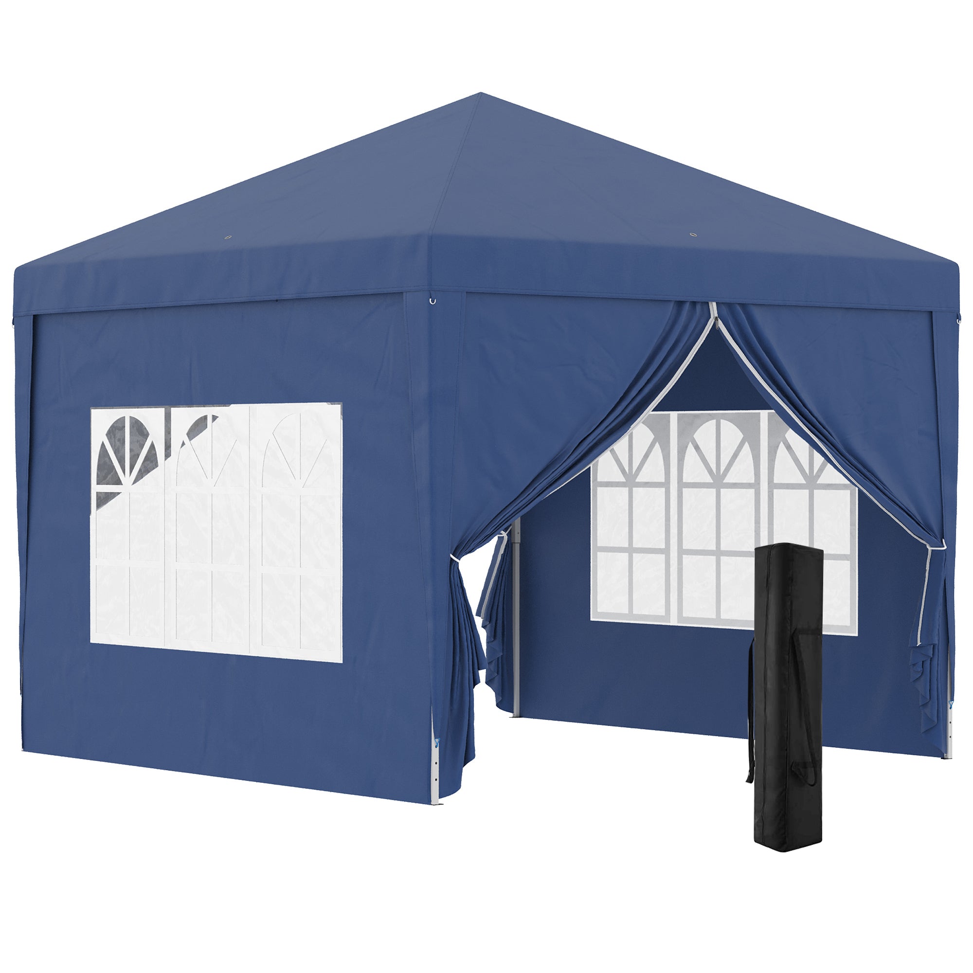 3 x 3 Meters Pop Up Water Resistant Gazebo Wedding Camping Party Tent Canopy Marquee with Carry Bag, Blue-0