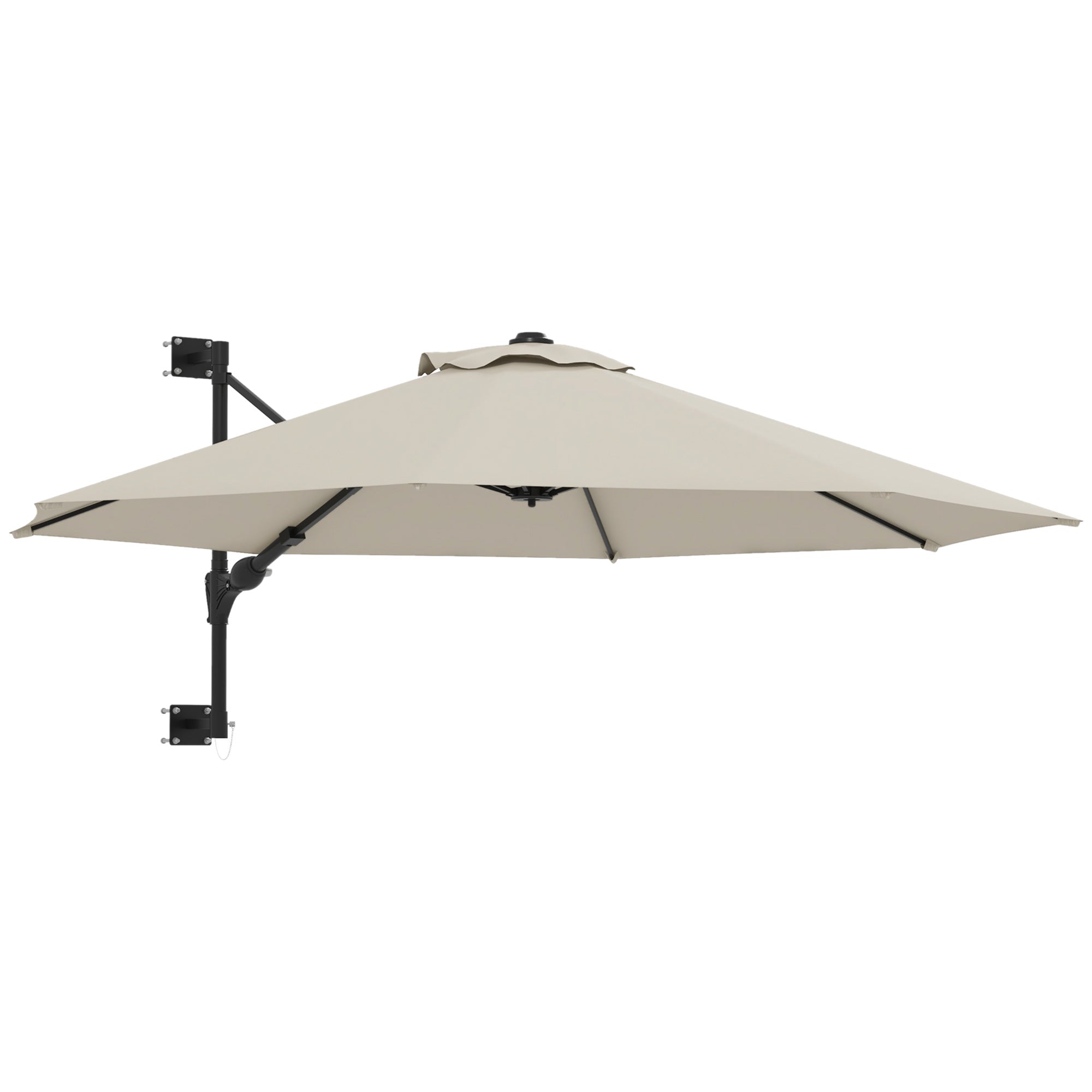 Wall Mounted Umbrella with Vent, Garden Patio Parasol Umbrella Sun Shade Canopy, Beige-0