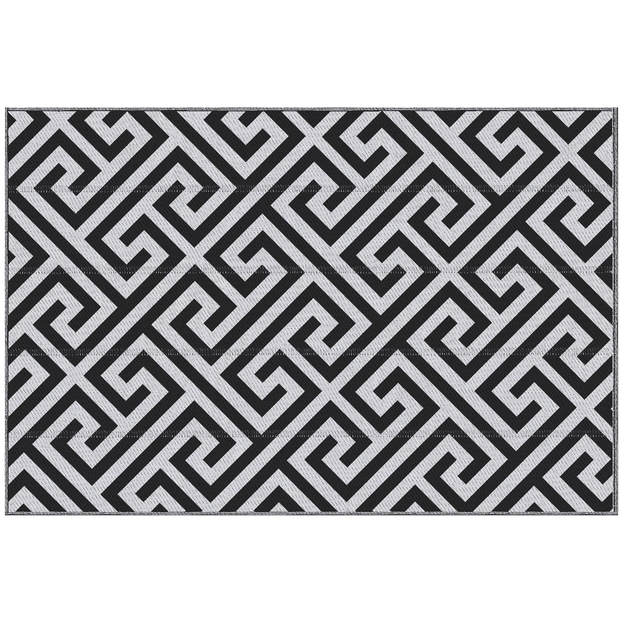 121 x 182 cm(4x6ft) Outdoor Patio Rug Reversible Mat Plastic Straw Rug Portable RV Camping Mat for Garden Deck Picnic Indoor, Black & White-0