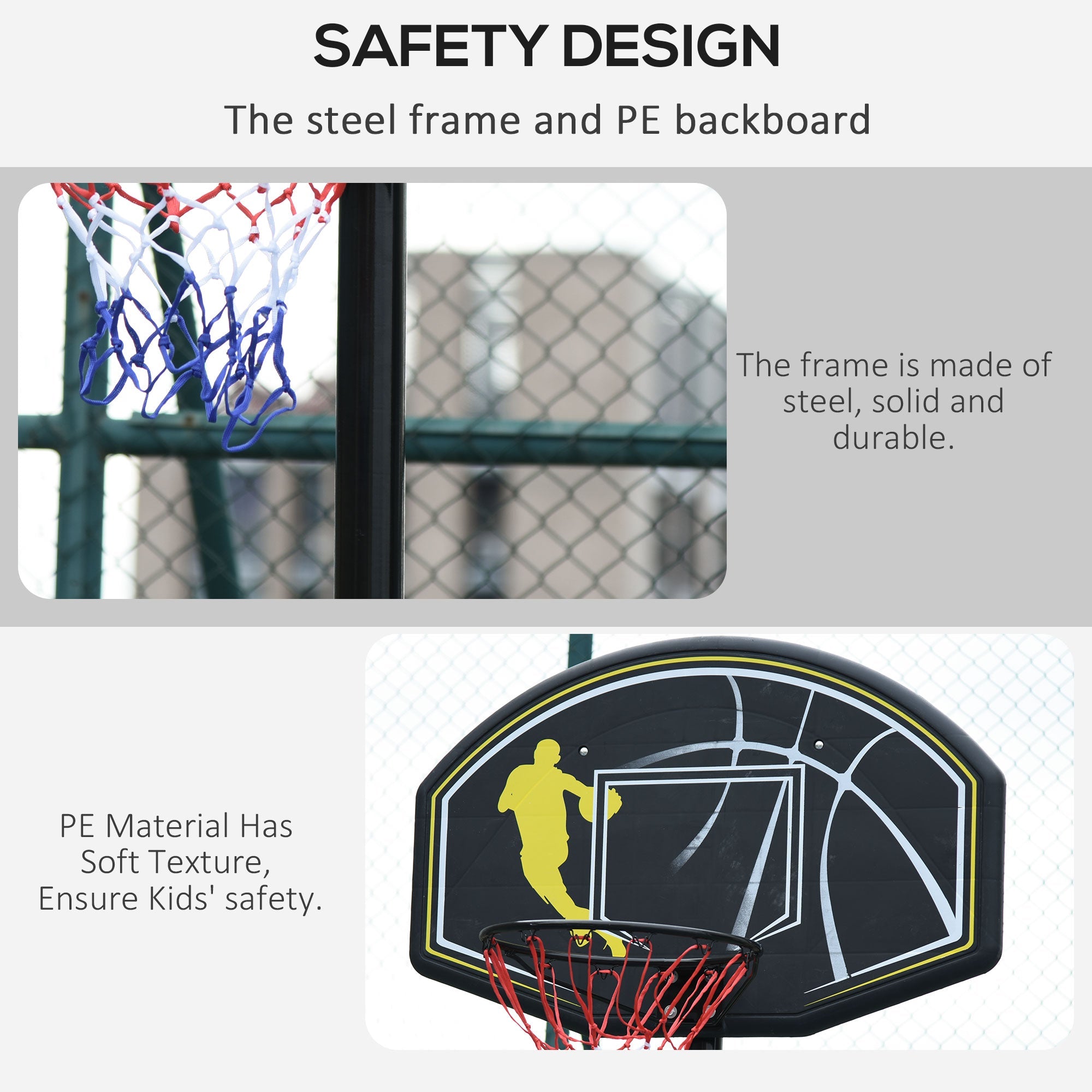 Fully Adjustable Free Standing Portable Basketball Stand Garage Net Hoop Backboard Outdoor Adult Senior Sports Fun Games w/ Wheels-4