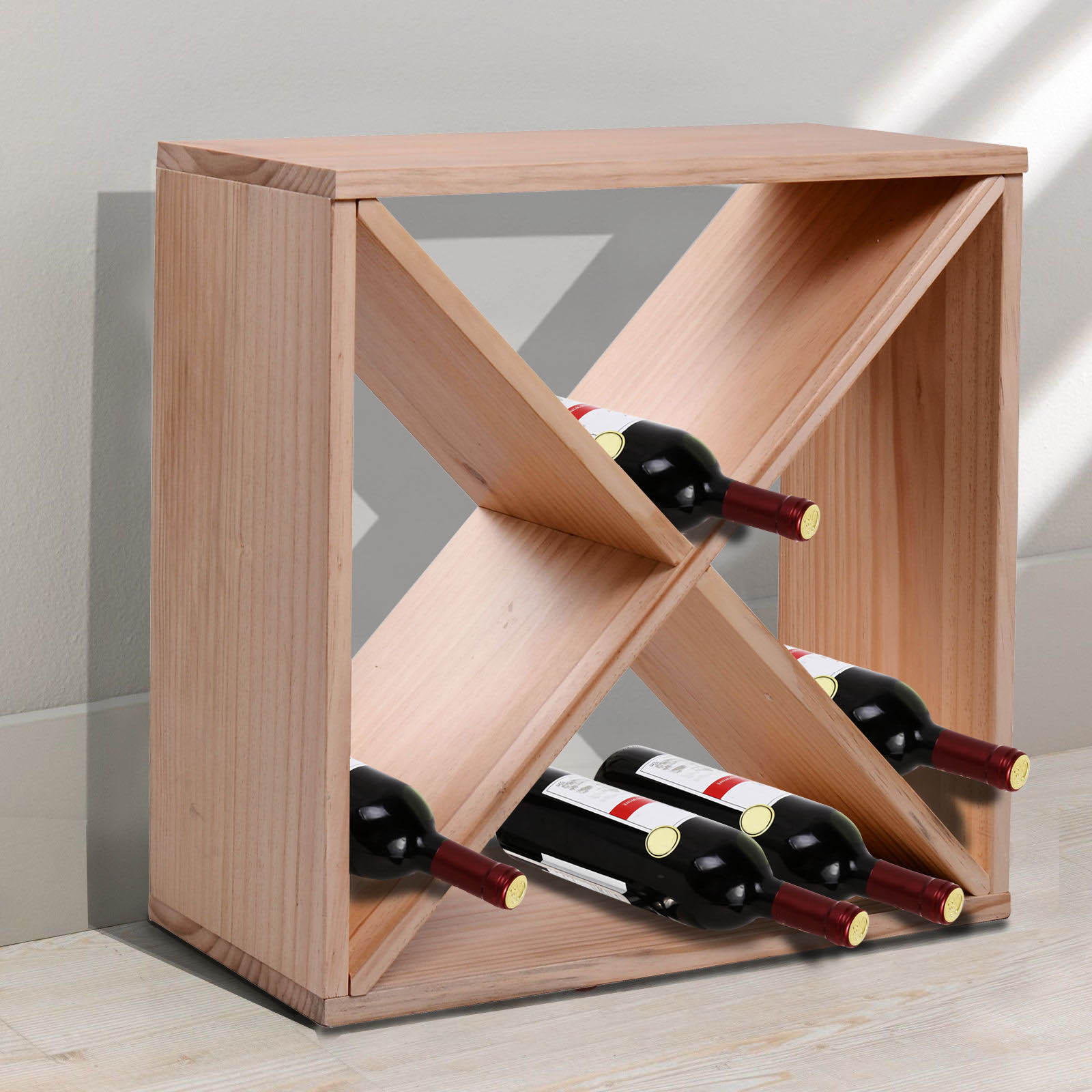 Wooden Wine Rack for 24 Bottle Square Tabletop Storage Holder Stand-1