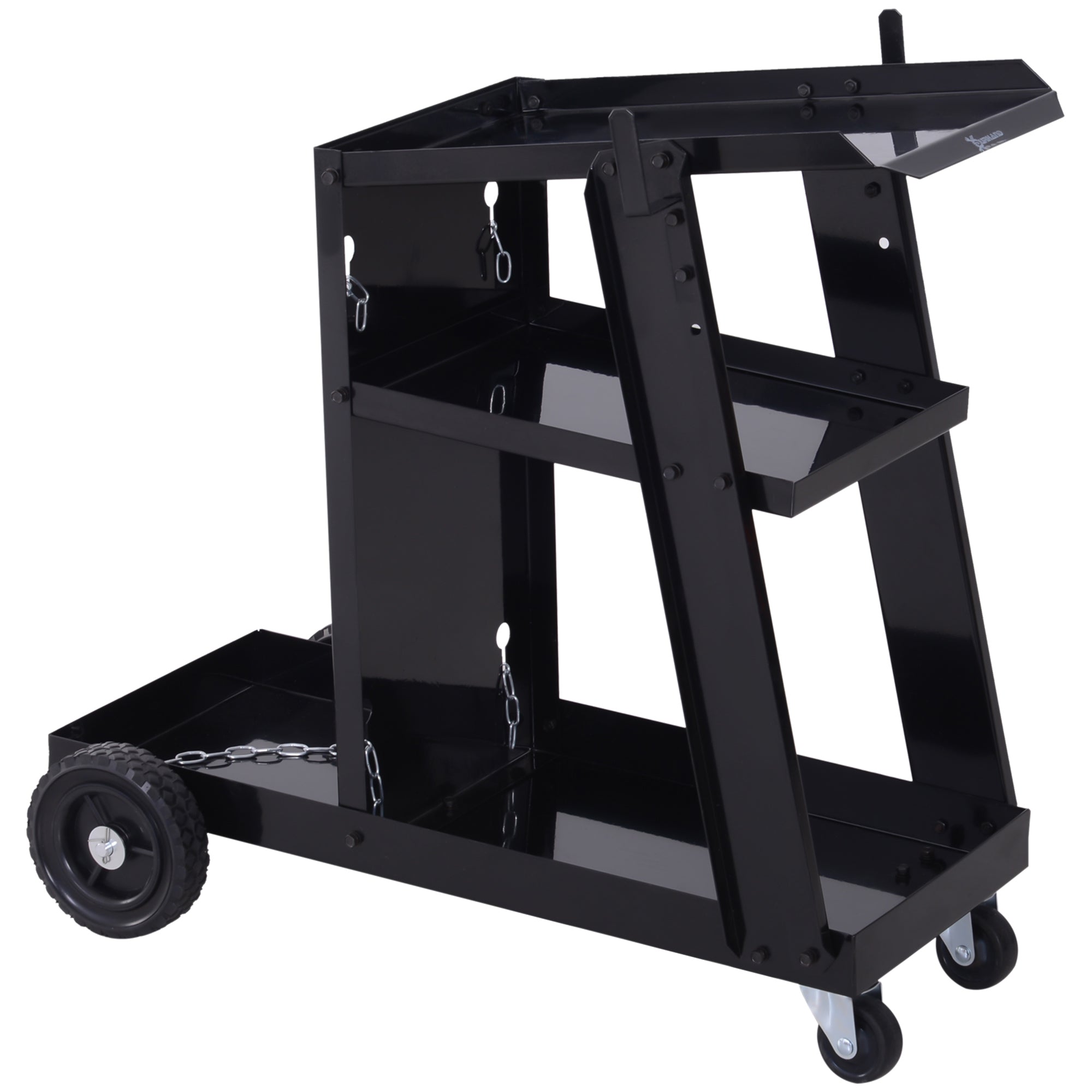 Welding Cart Welder Trolley Garage for Gas Bottles w/ Safety Chain, Wheels, Black-1