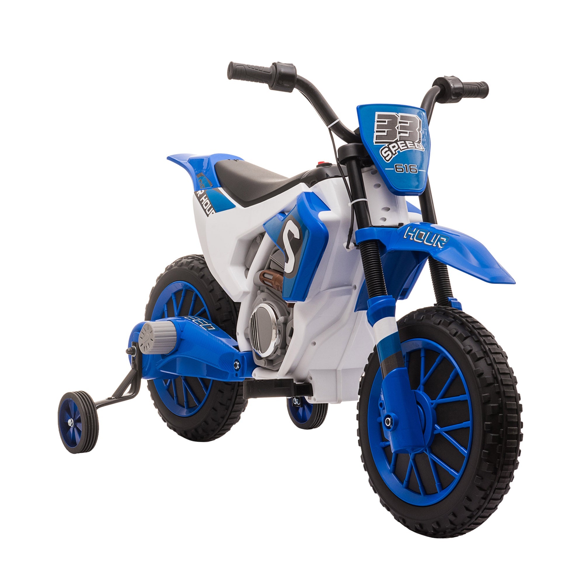 12V Kids Electric Motorbike Ride On Motorcycle Vehicle Toy with Training Wheels for 3-5 Years Old, Blue-0