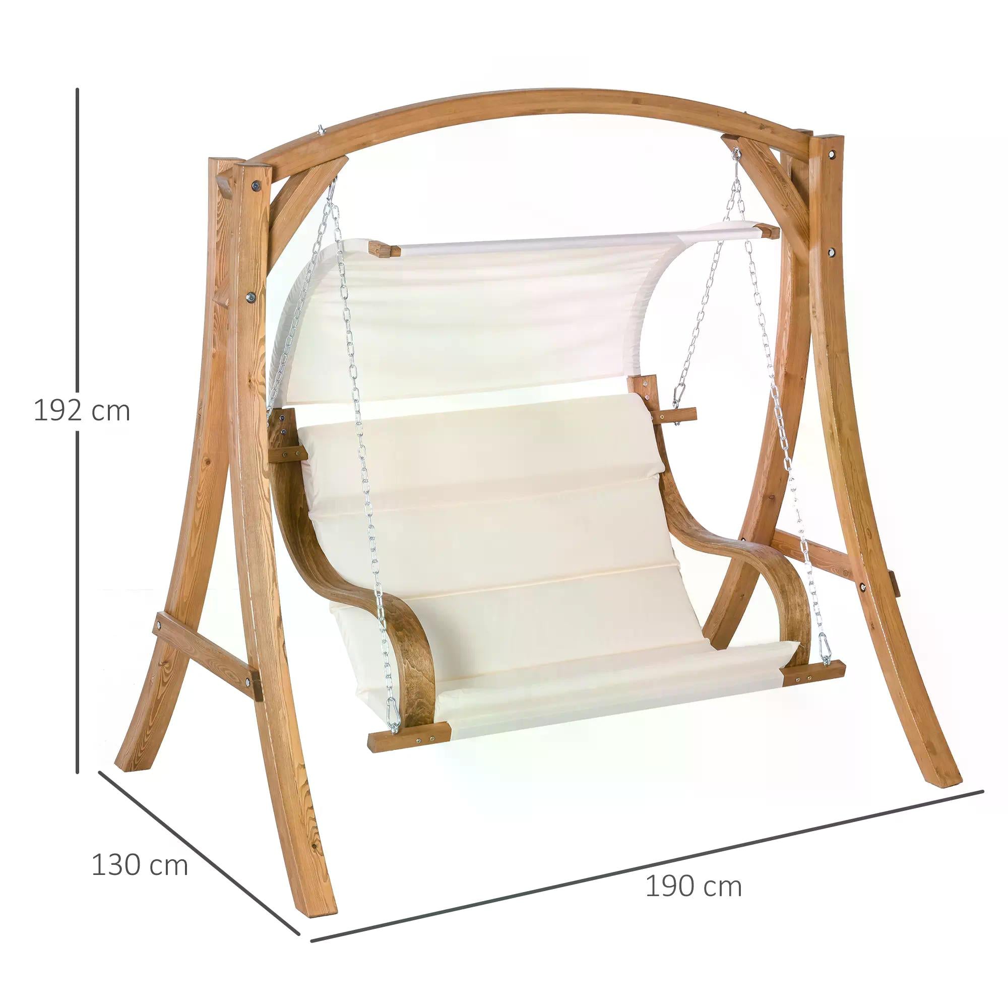 Wooden Porch Swing Chair A-Frame Wood Log Swing Bench Chair With Canopy and Cushion for Patio Garden Yard-2