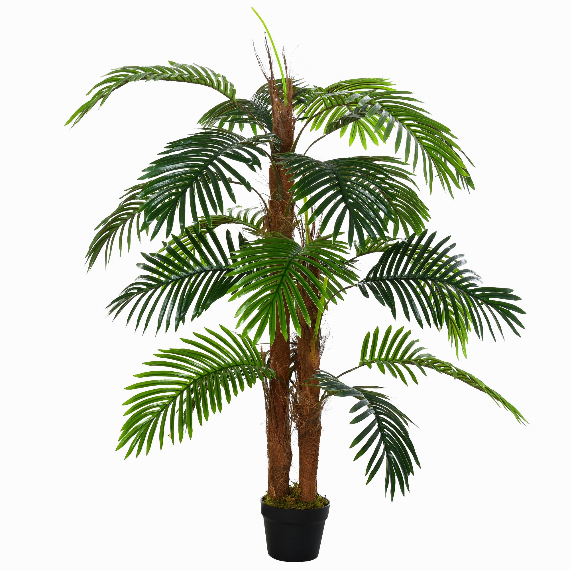 120cm/4FT Artificial Palm Tree Decorative Plant w/ 19 Leaves Nursery Pot Fake Plastic Indoor Outdoor Greenery Home Office Décor-1