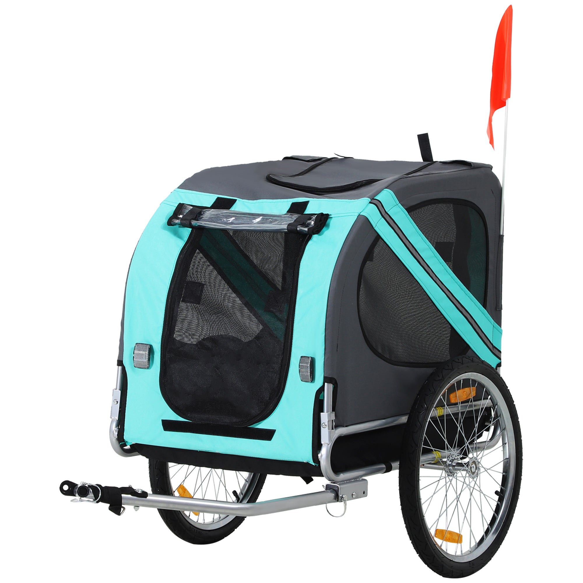 Dog Bike Trailer Folding Pet Trailer Dog Carrier Bicycle Steel Frame Jogger Stroller with Suspension - Green & Grey-0