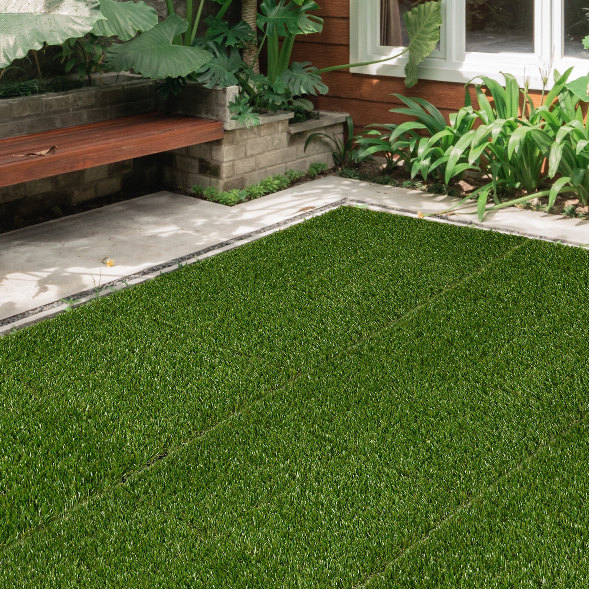 10 PCs 30 x 30cm Artificial Grass Turf, 25mm Pile Height Grass Carpet Fake Grass Mat UV Resistance for Outdoor-1