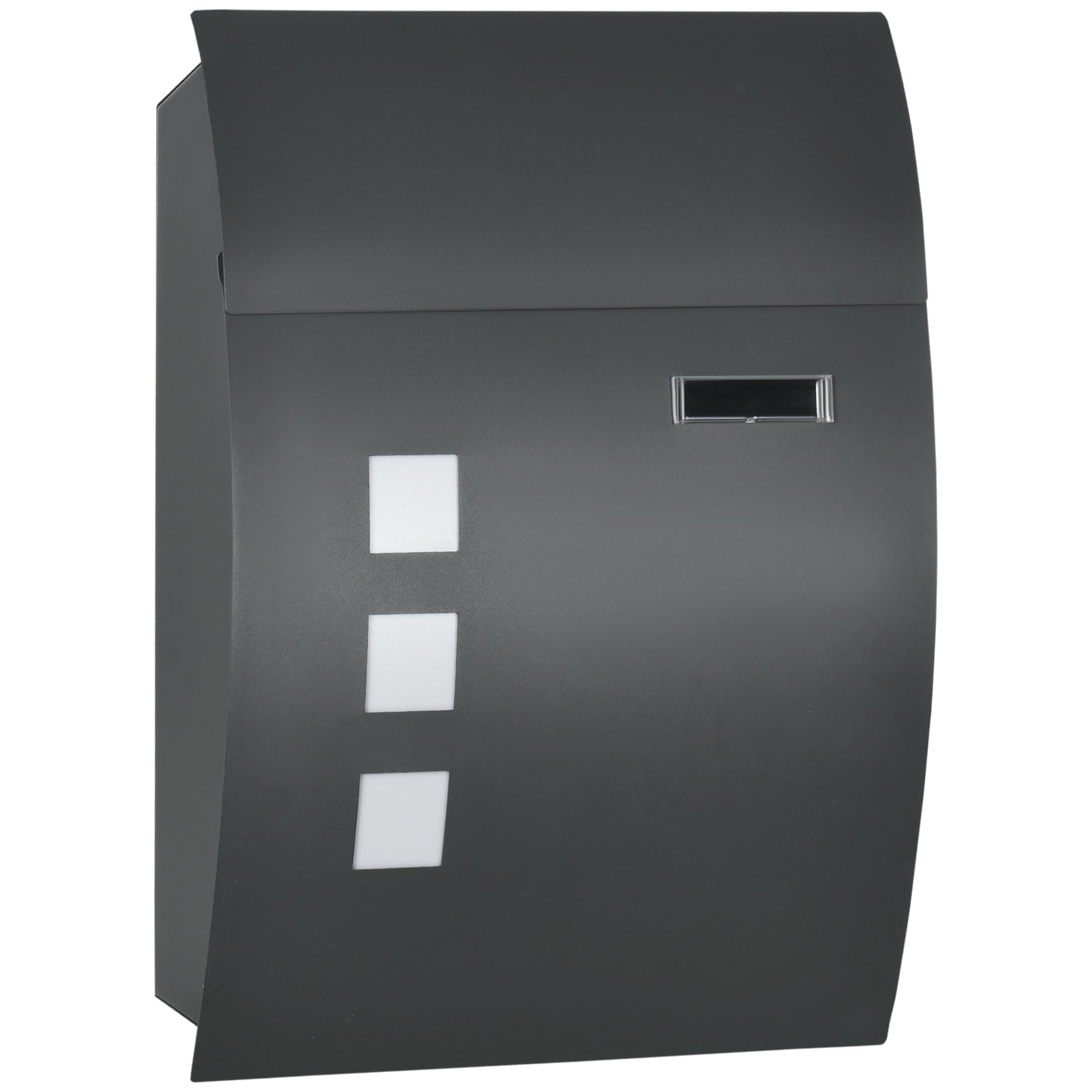 Wall Mounted Letter Box, Weatherproof Post Box for Outside Wall, Modern Mailbox with 2 Keys, Viewing Windows and Nameplate, Anthracite Grey-0