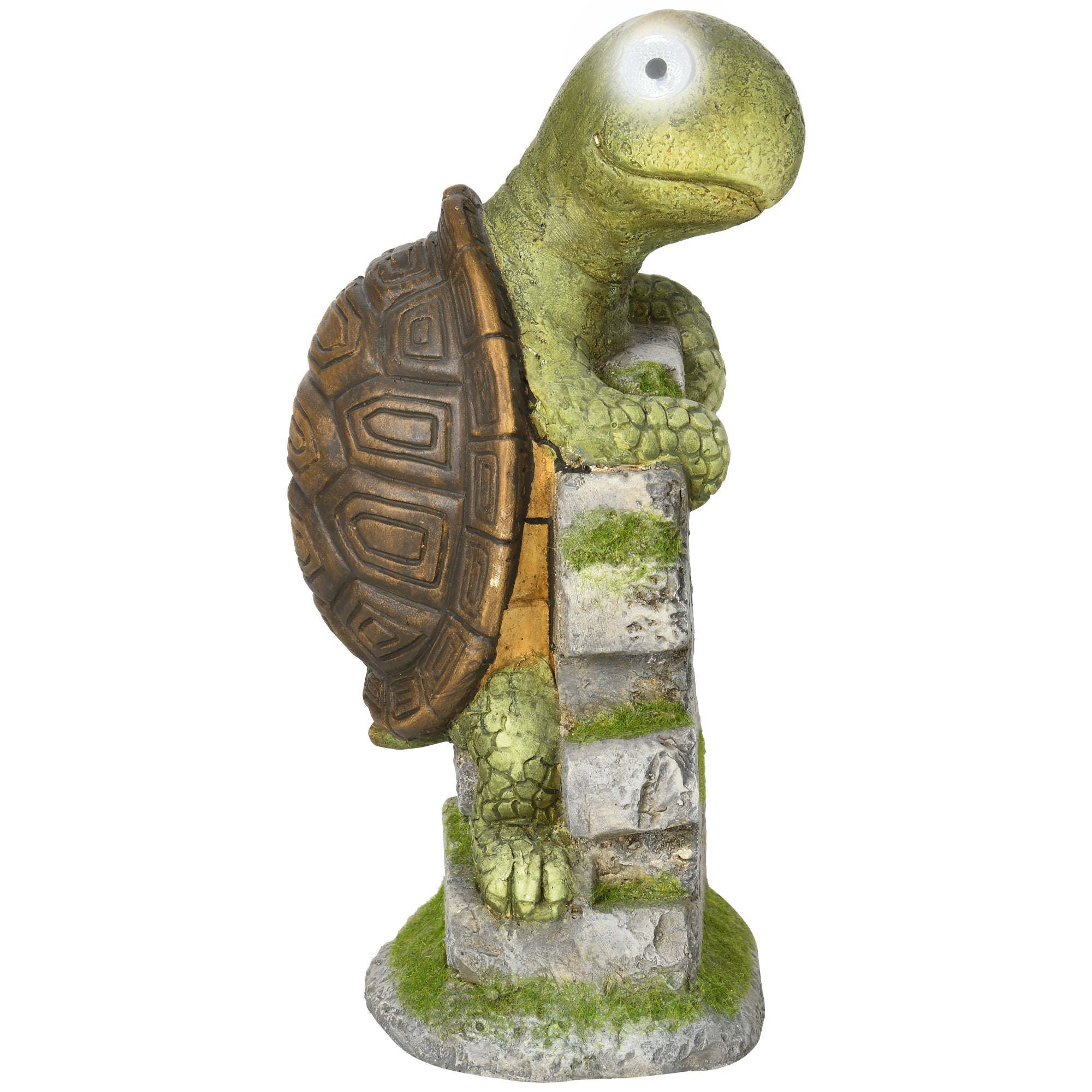 Vivid Tortoise Art Sculpture with Solar LED Light, Colourful Garden Statue, Outdoor Ornament Home Decoration for Porch, Deck, Grass-0