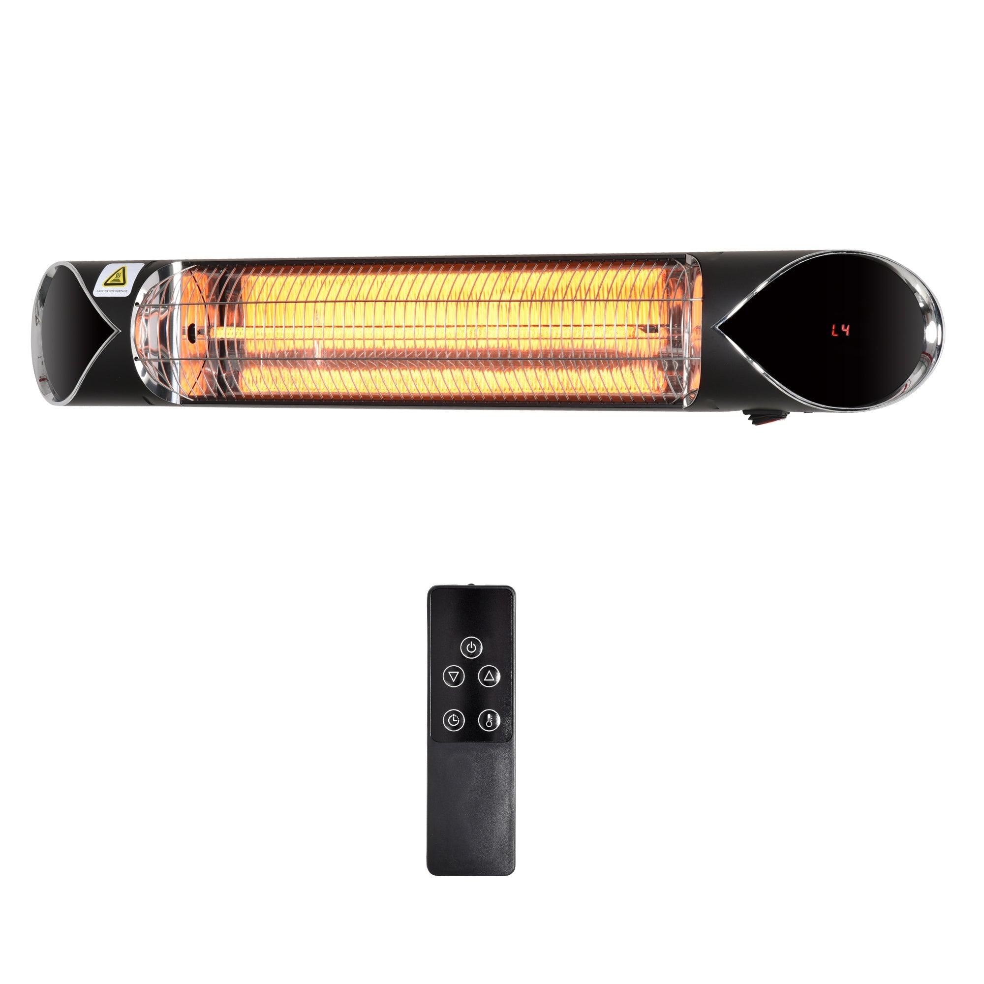 2000W Electric Infrared Patio Heater Wall Mounted Carbon Fibre Heater with Remote Control, 4 Heat Settings, 24-Hour Timer, Black-0