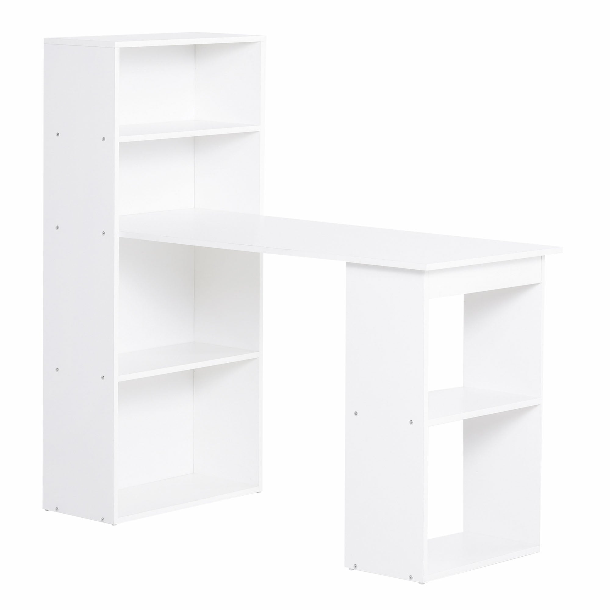 120cm Modern Computer Desk Bookshelf Writing Table Workstation PC Laptop Study Home Office 6 Shelves White-0