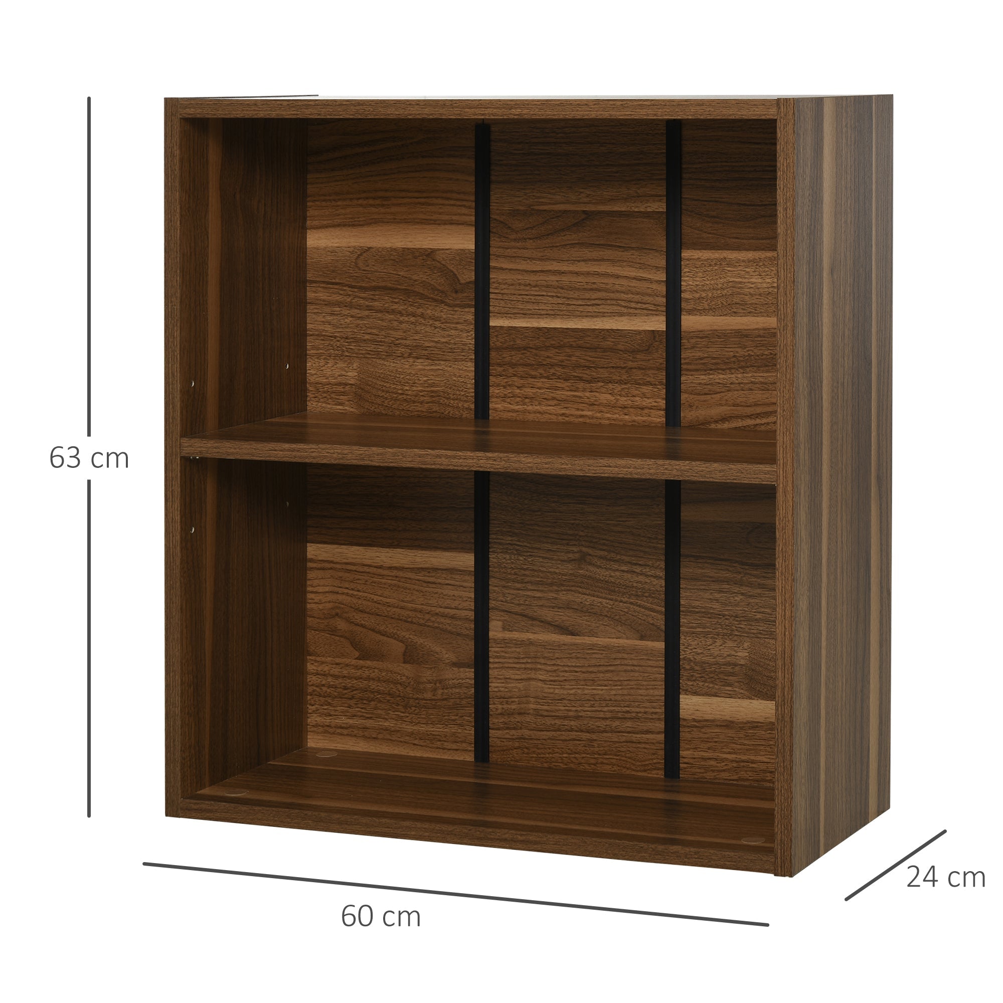 Wooden 2 Tier Storage Unit Shelf Bookshelf Bookcase Cupboard Cabinet Walnut-2