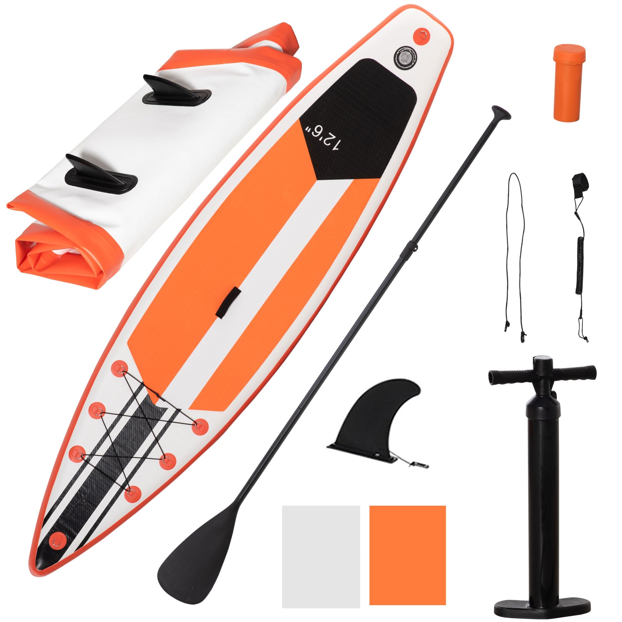 10'6" x 30" x 6" Inflatable Paddle Stand Up Board, Adjustable Aluminium Paddle, Non-Slip Deck Board w/ISUP Accessories, 320Lx76Wx15Hcm, White-0