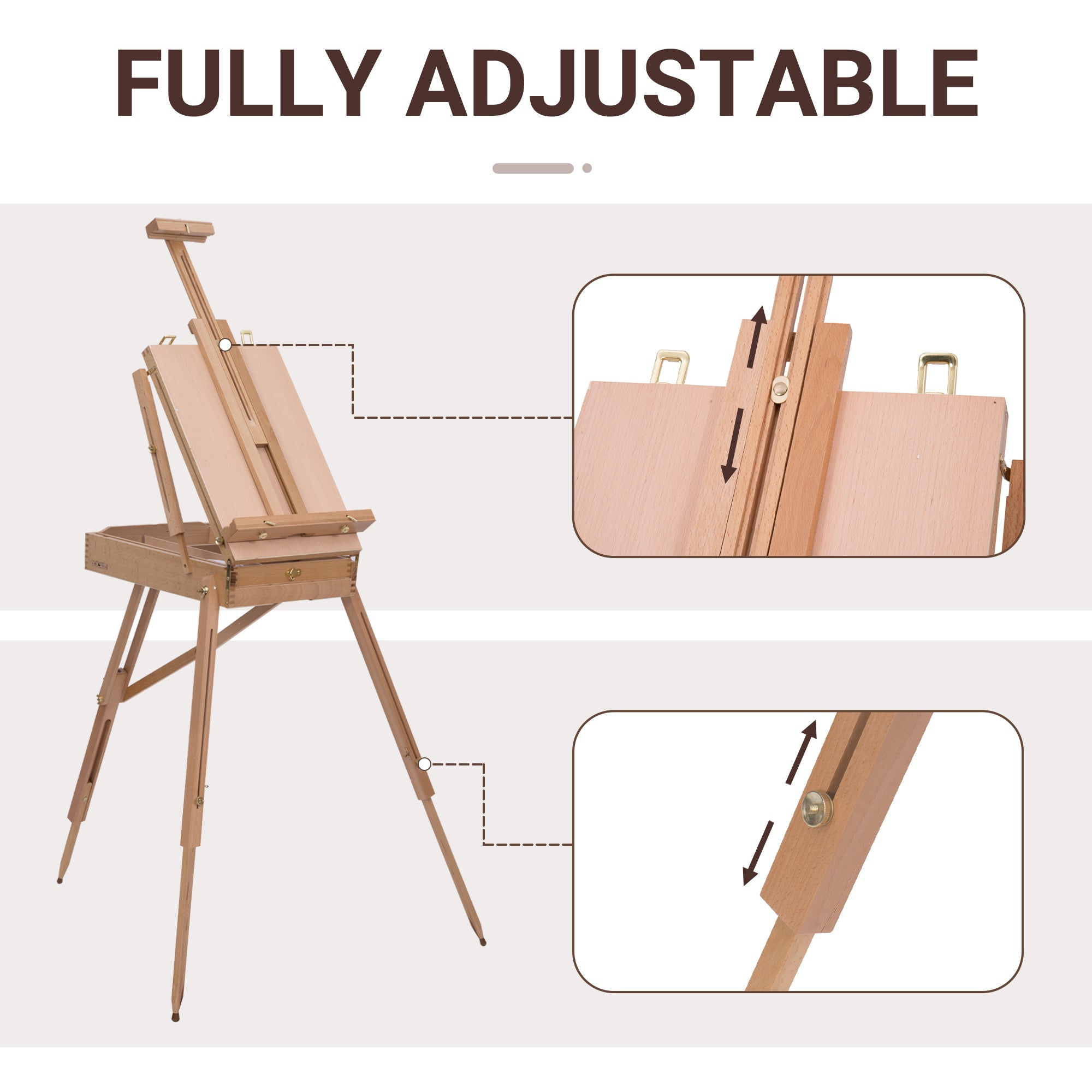 Wooden Art Easel Tripod Sketch Artist Painters Craft Portable Folding Drawing Board Lightweight - Natural Wood-4