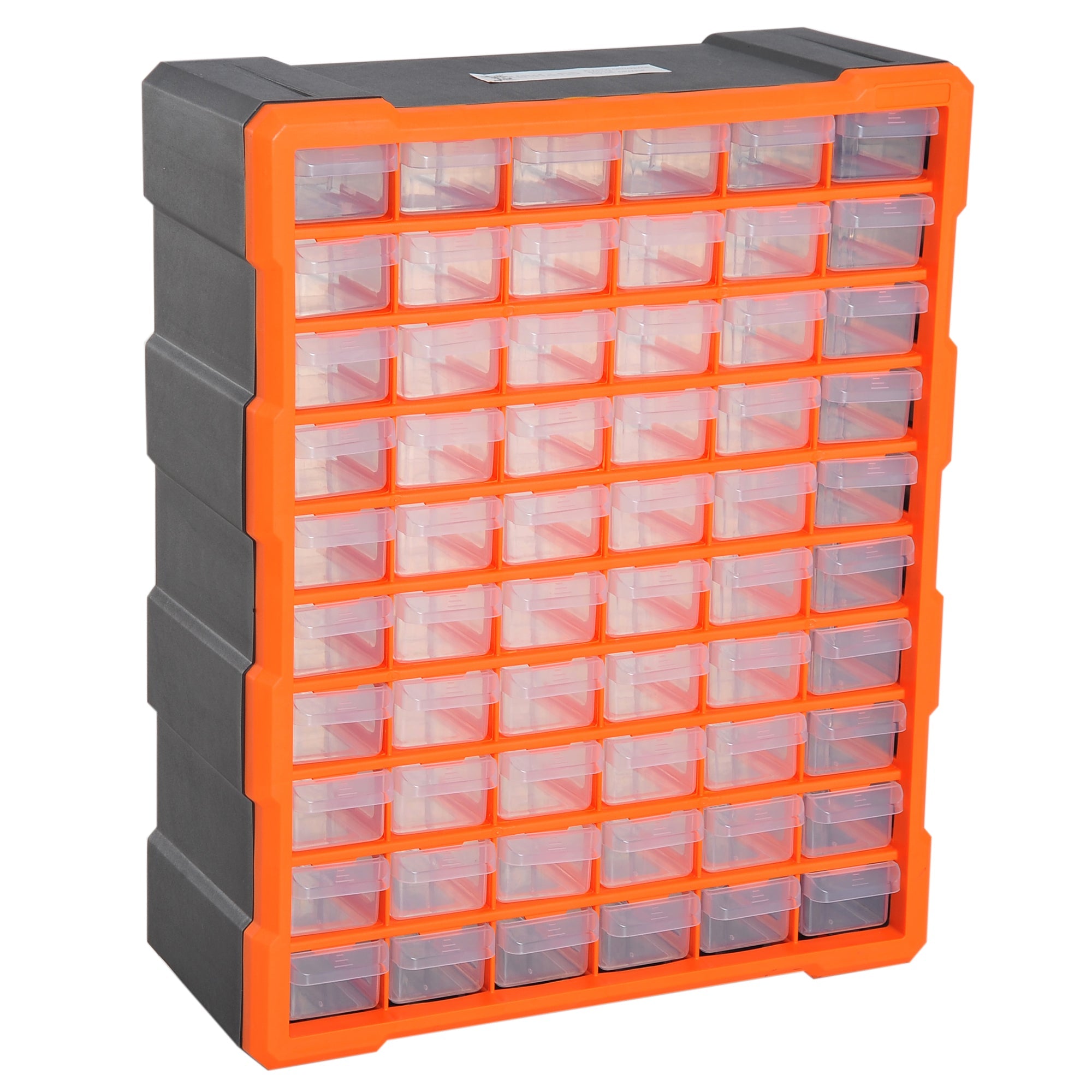 60 Drawers Parts Organiser Wall Mount Storage Cabinet Garage Small Nuts Bolts Tools Clear Orange-0