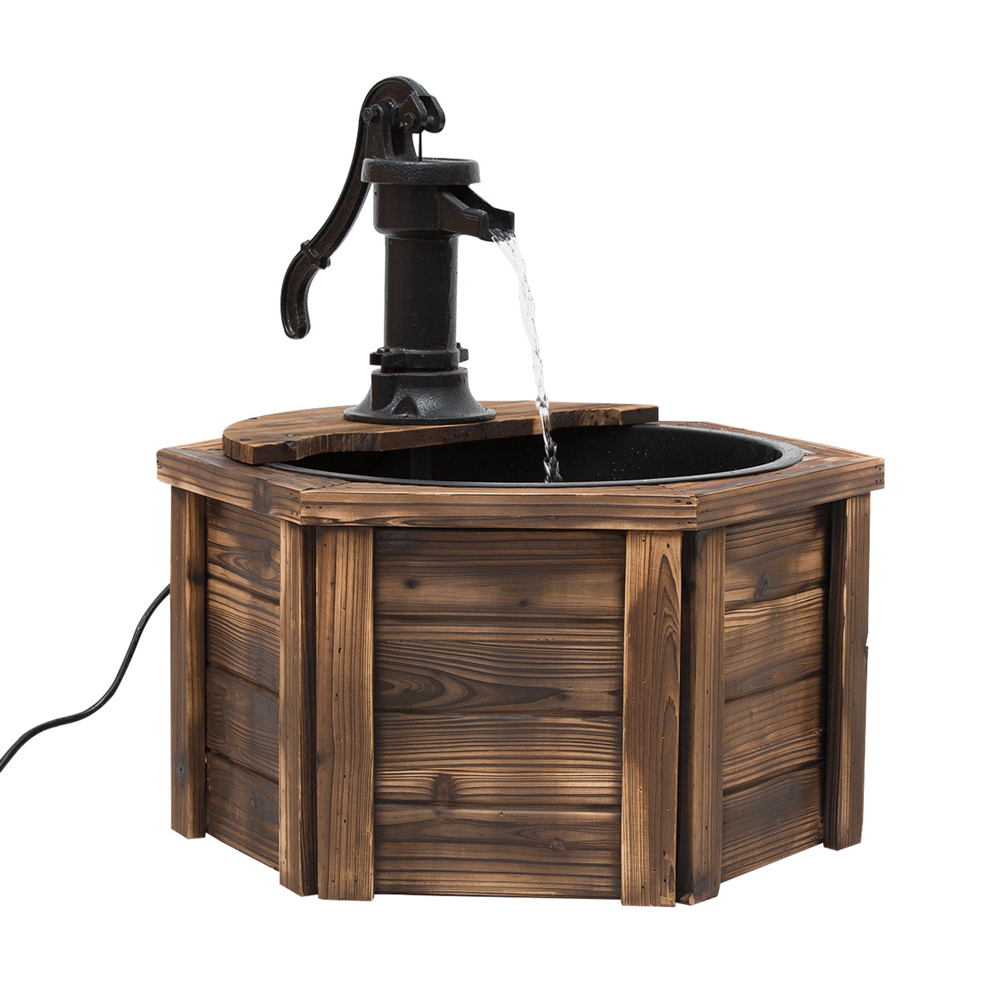 Wooden Electric Water Fountain Garden Ornament Oasis 220V-0