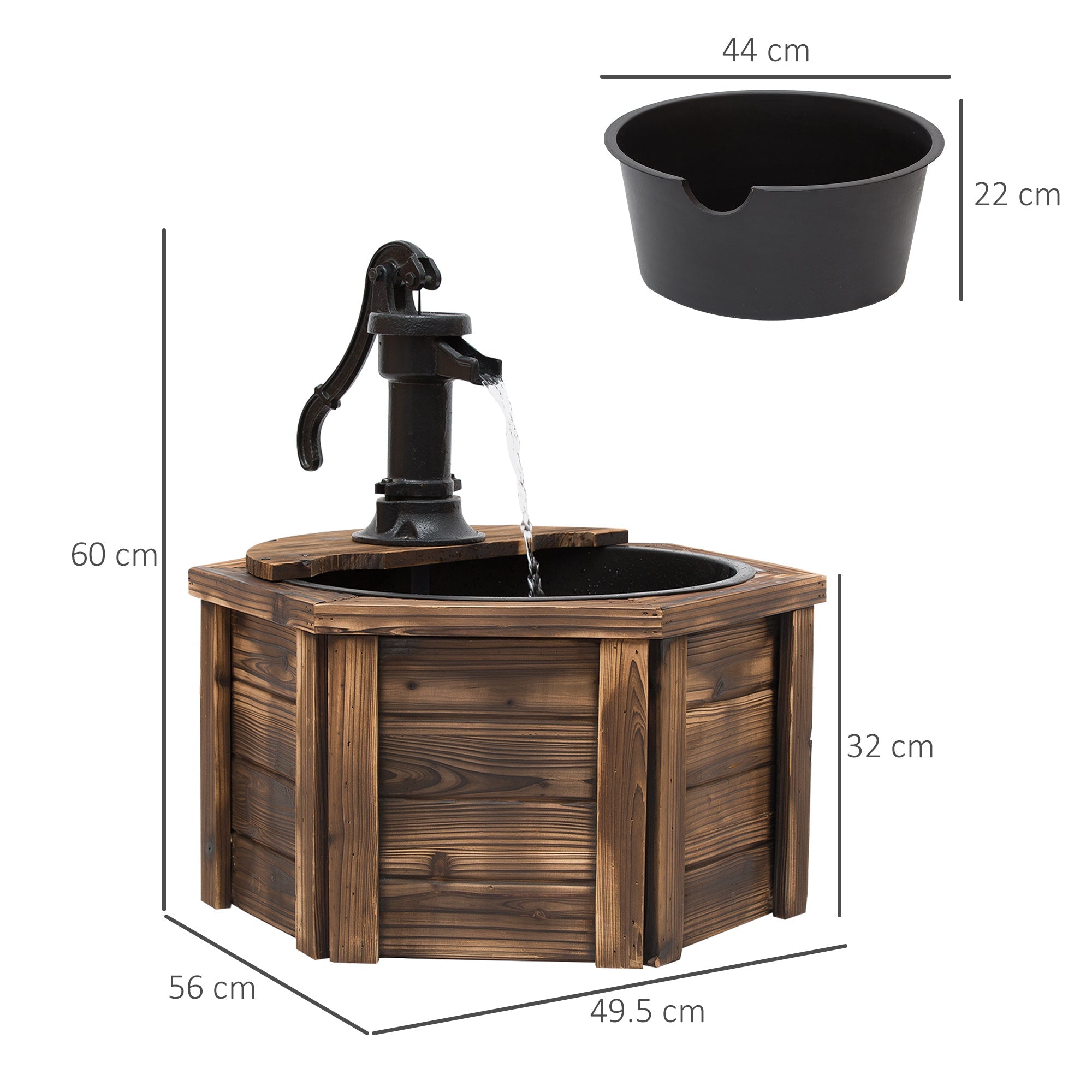 Wooden Electric Water Fountain Garden Ornament Oasis 220V-2