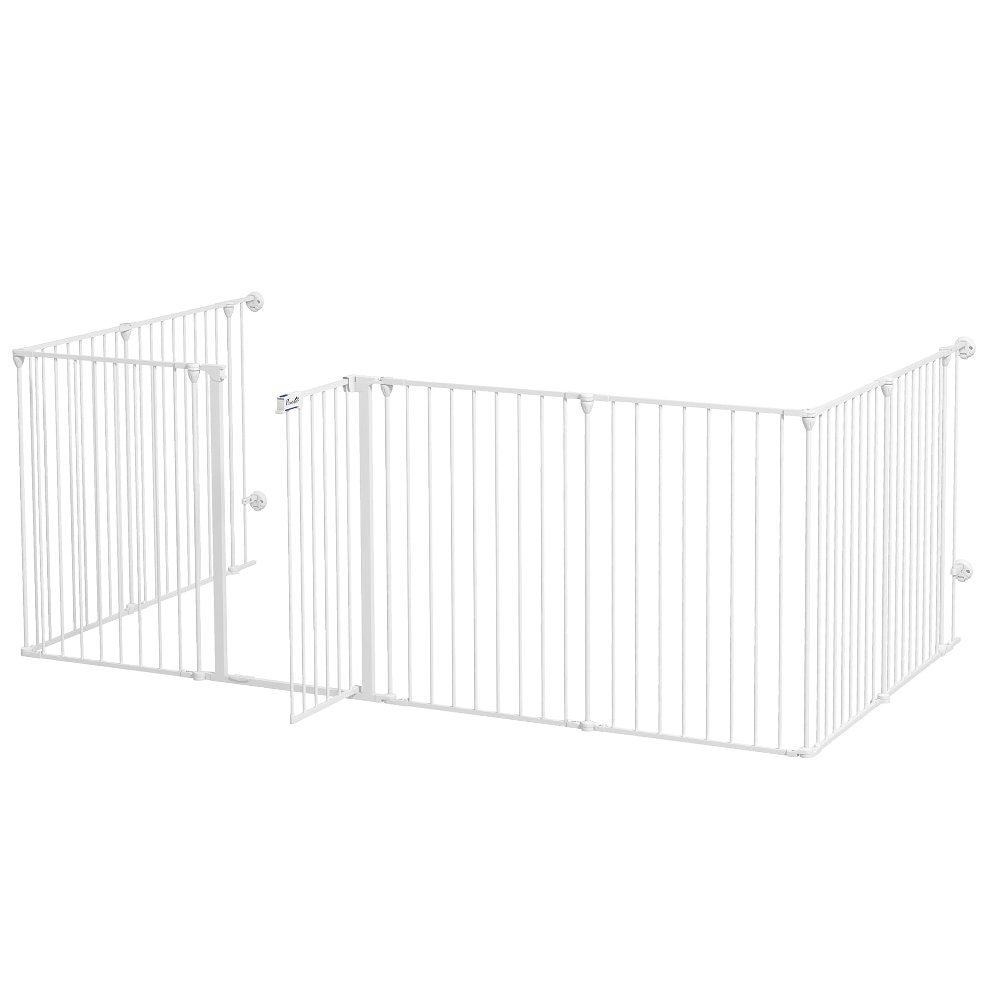 2-In-1 Multifunctional Dog Pen and Safety Pet Gate, 8 Panel Dog Playpen w/ Double-locking Door, Foldable Dog Barrier for Medium Dogs-0