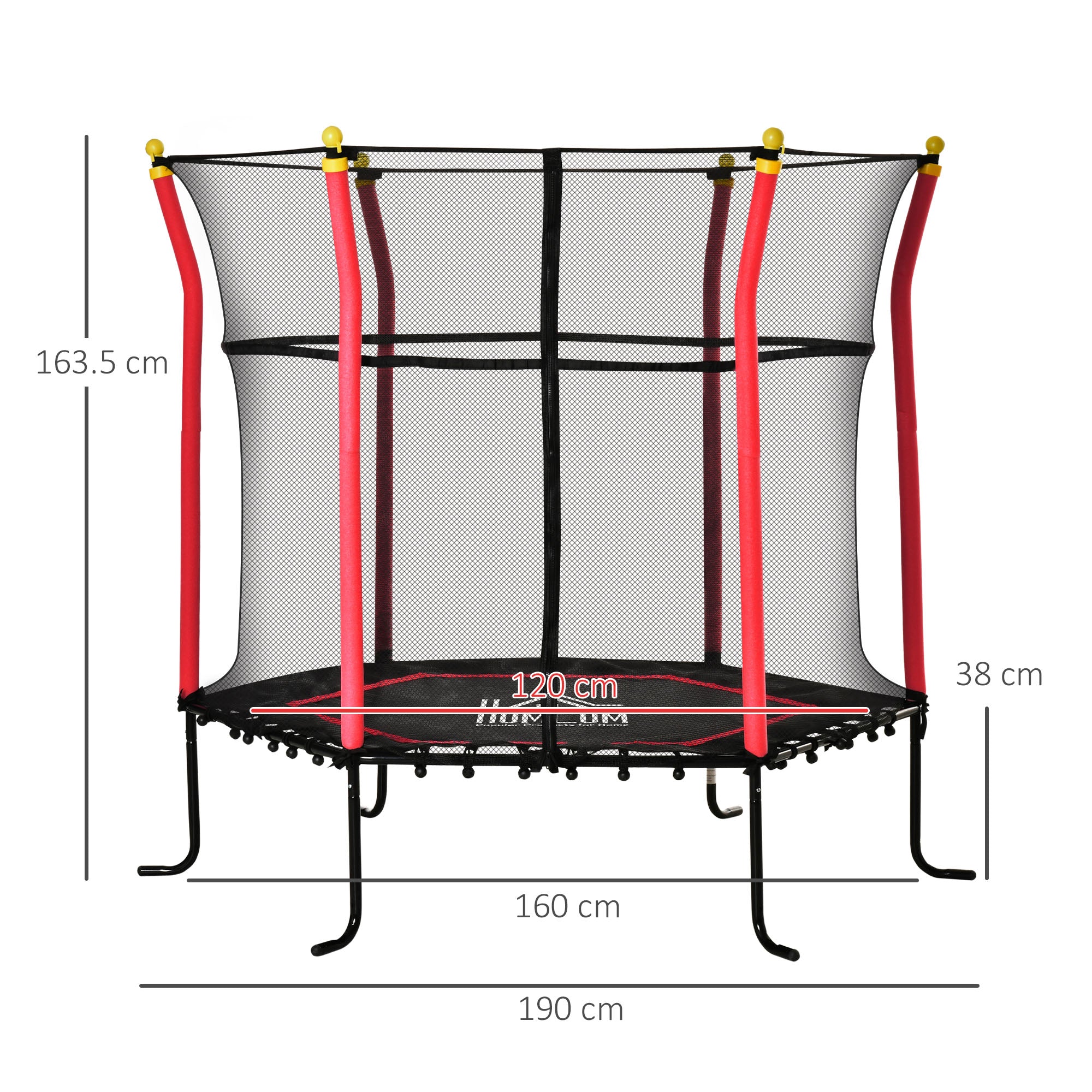 5.2FT / 63 Inch Kids Trampoline With Enclosure Net Mini Indoor Outdoor Trampolines for Child Toddler Age 3 - 10 Years Red-2