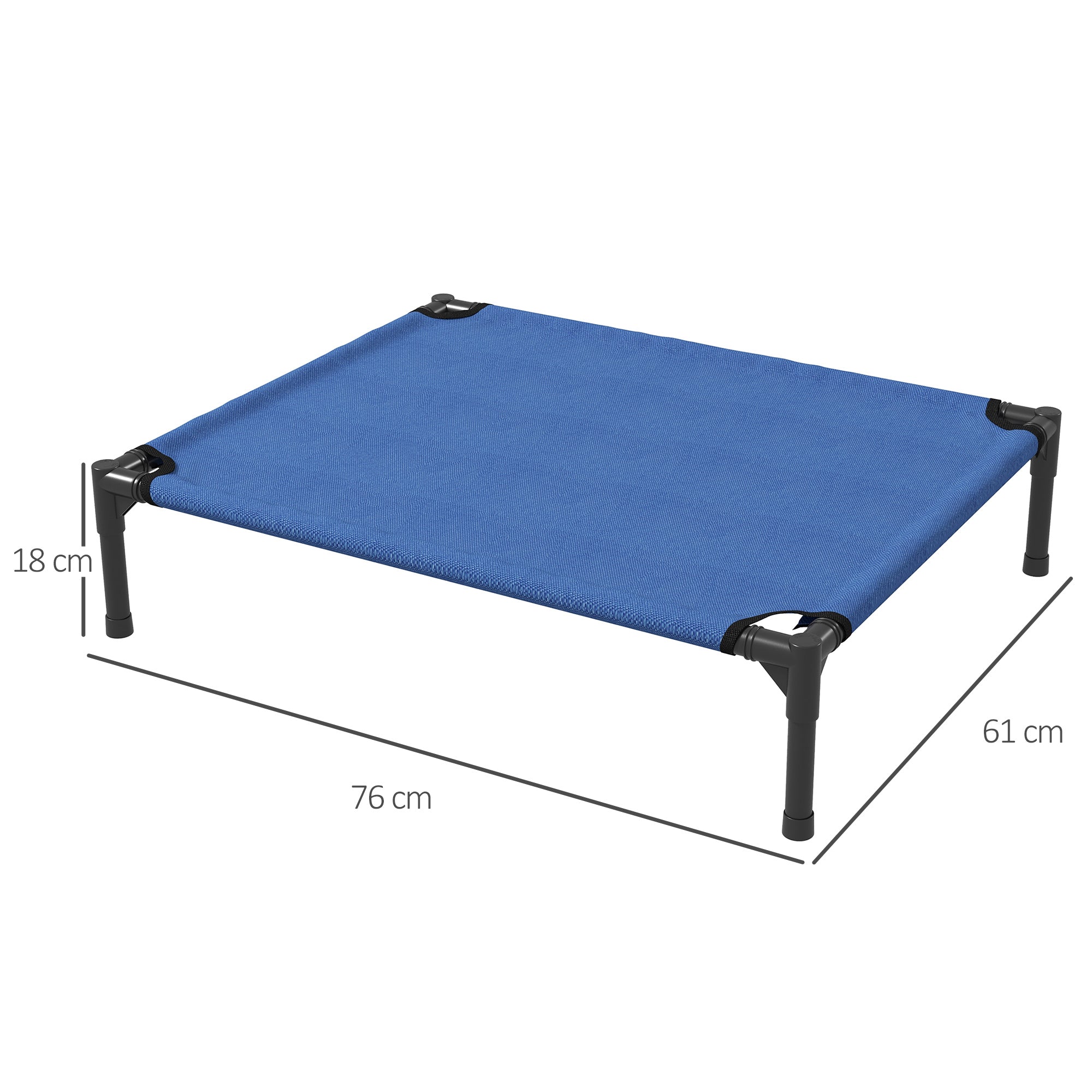 Elevated Pet Bed Portable Camping Raised Dog Bed w/ Metal Frame Blue (Medium)-2