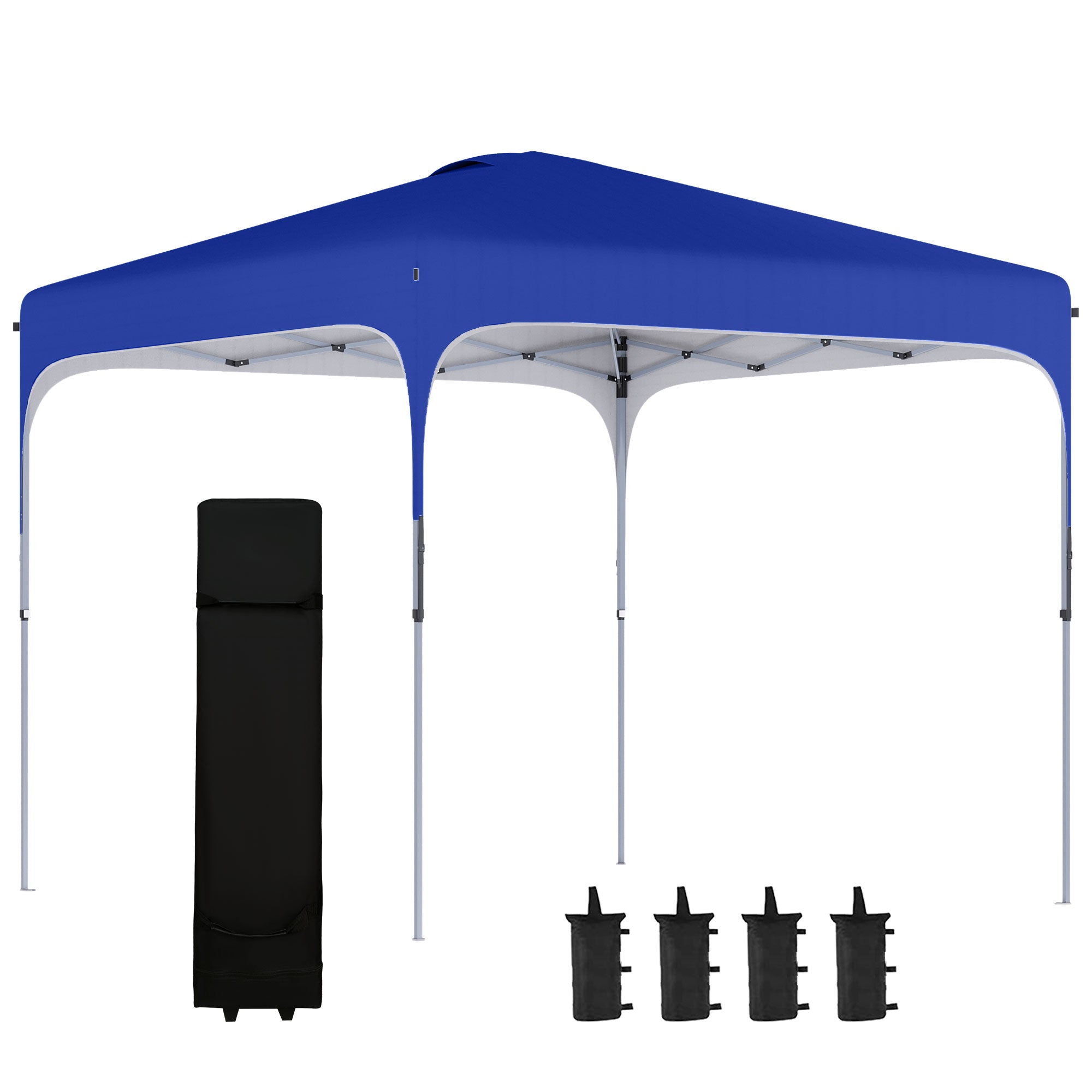 3x3m Pop Up Gazebo Height Adjustable Foldable Canopy Tent w/ Carry Bag, Wheels and 4 Leg Weight Bags, Blue-0