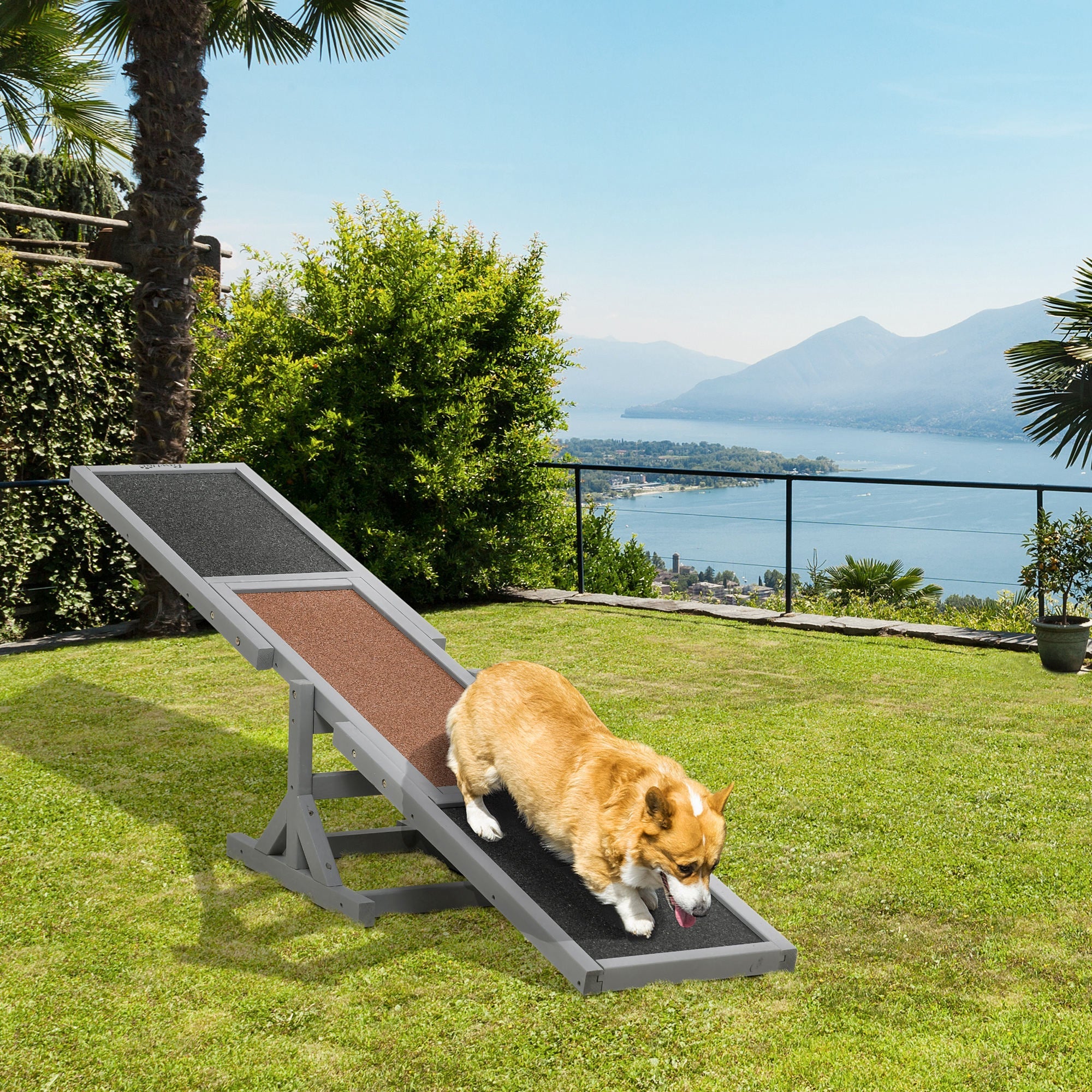 Wooden Pet Seesaw for Big Dogs, Agility Training Equipment for Dogs with Anti-Slip Surface, 180 x 30 x 30 cm, Grey-1