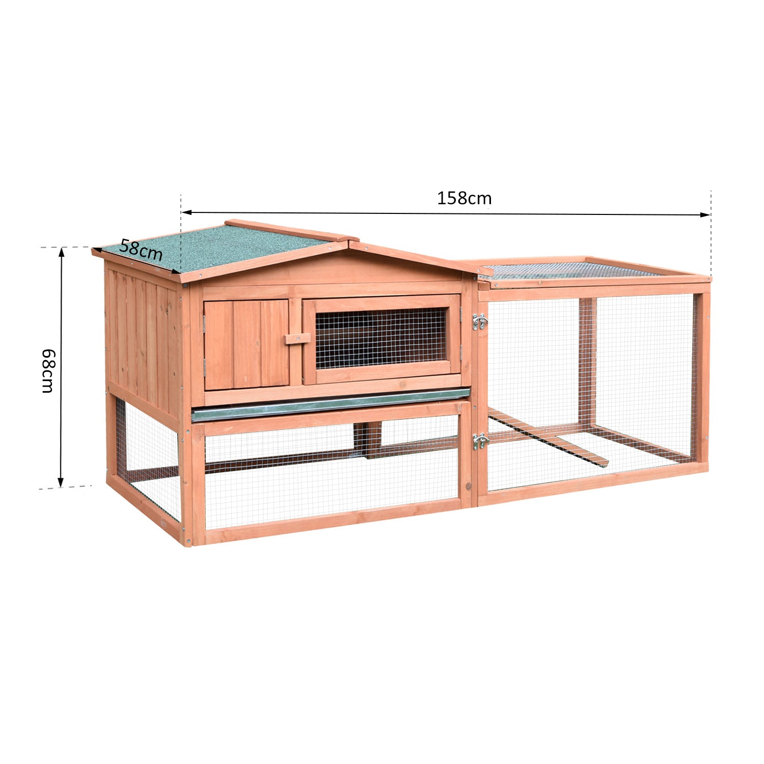 2 Floor Wooden Rabbit Hutch Bunny Cage House Chicken Coop Outdoor Garden Backyard 158 x 58 x 68 cm-2