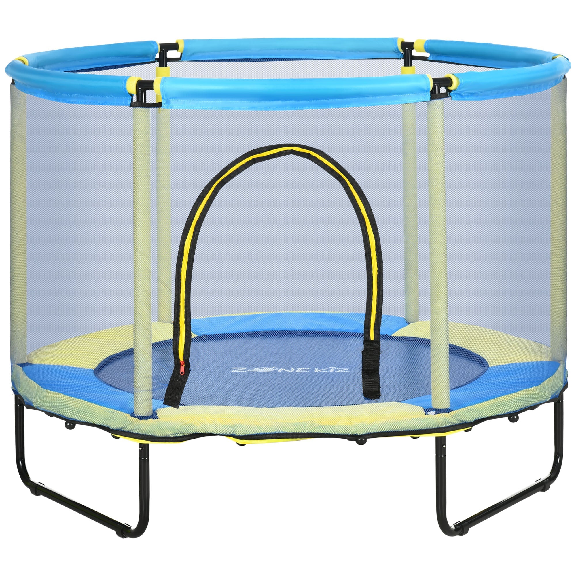 140 cm Kids Trampoline Indoor Bouncer Jumper with Security Enclosure Net, Bungee Gym for Children 1-6 Years Old, Blue-0