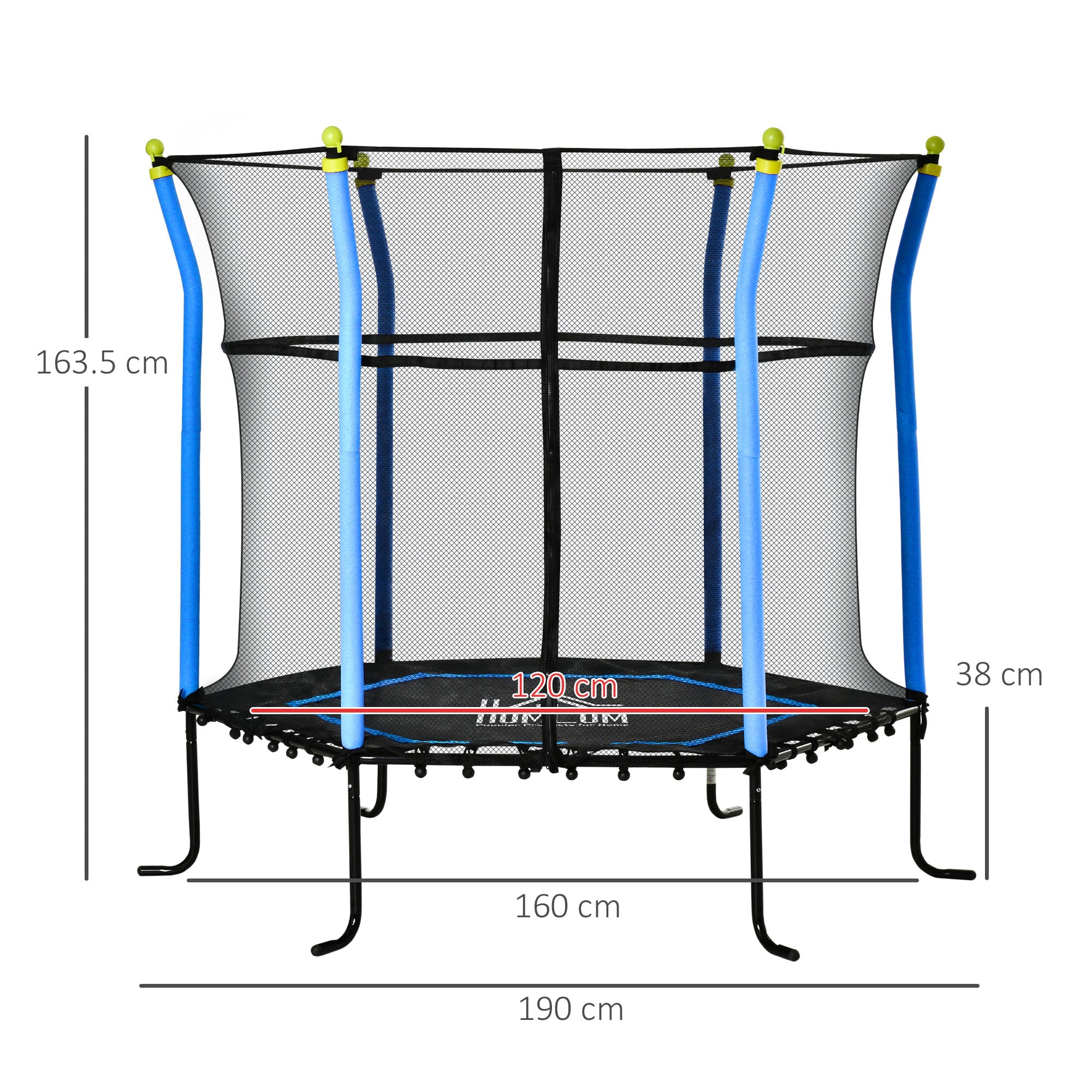 5.2FT / 63 Inch Kids Trampoline With Enclosure Net Mini Indoor Outdoor Trampolines for Child Toddler Age 3 - 10 Years Blue-2