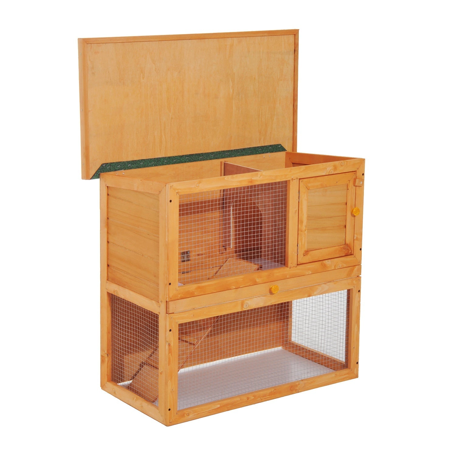 Wooden 90cm 2 Tiers Rabbit Hutch-0