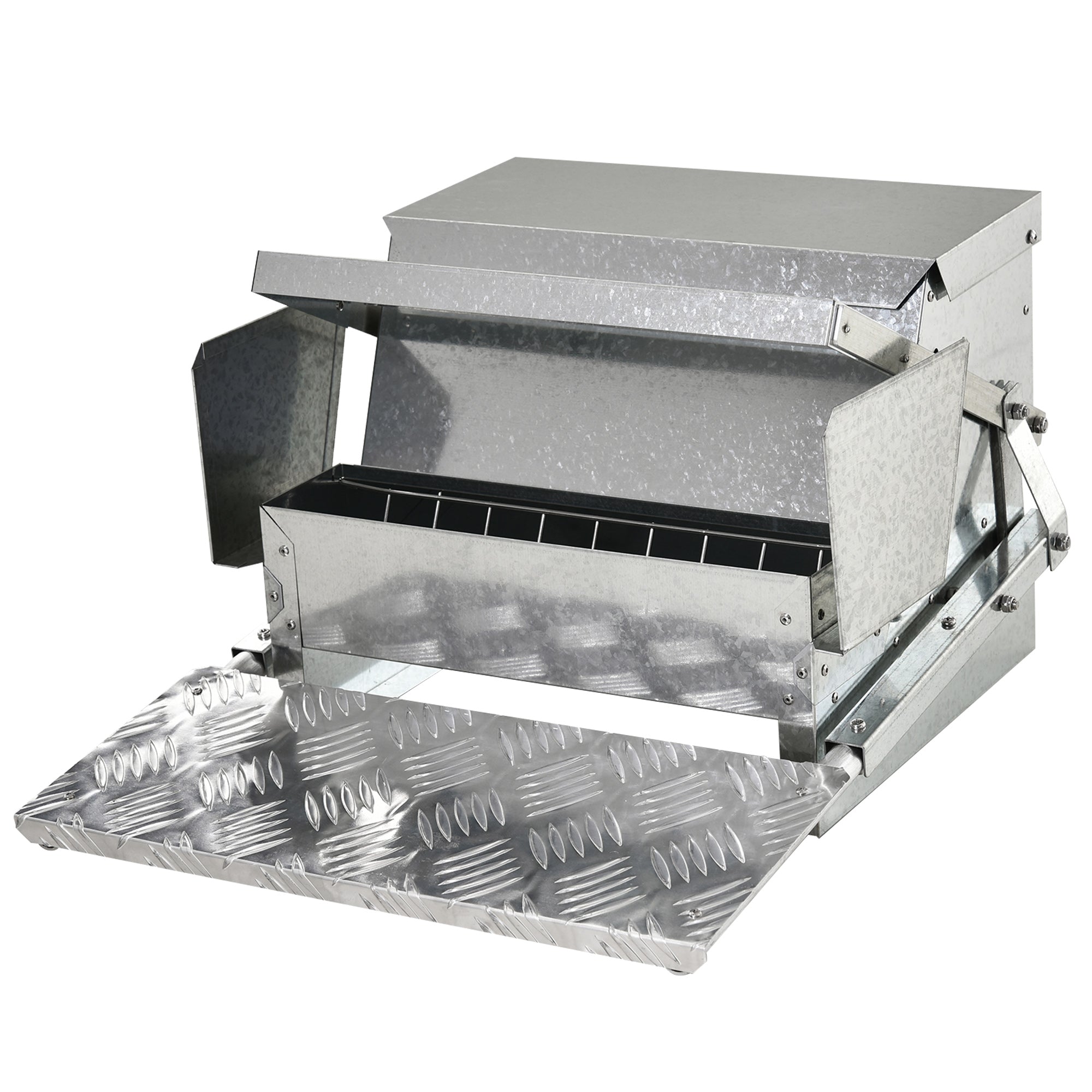 11.5kg Capacity Automatic Chicken Poultry Feeder with a Galvanized Steel and Aluminium Build, Weatherproof Design-0