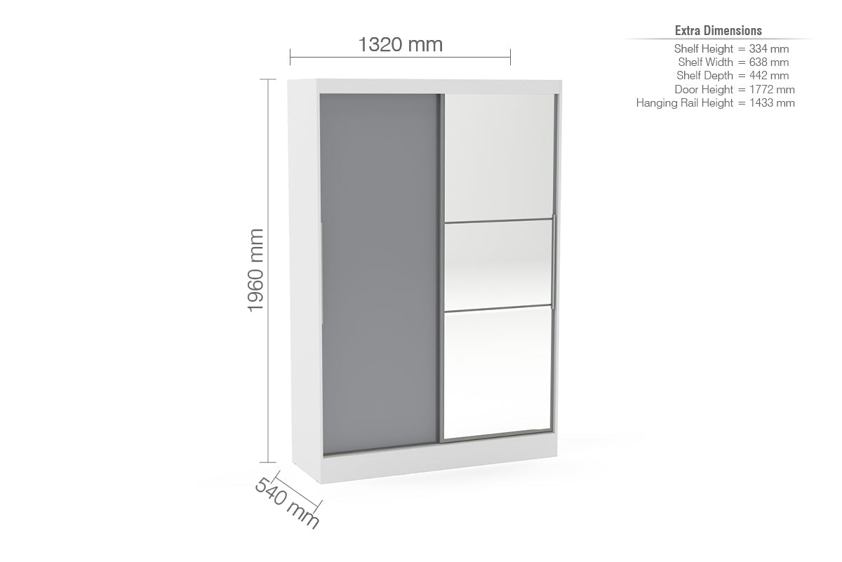 Lynx 2 Door Sliding Wardrobe With Mirror-4