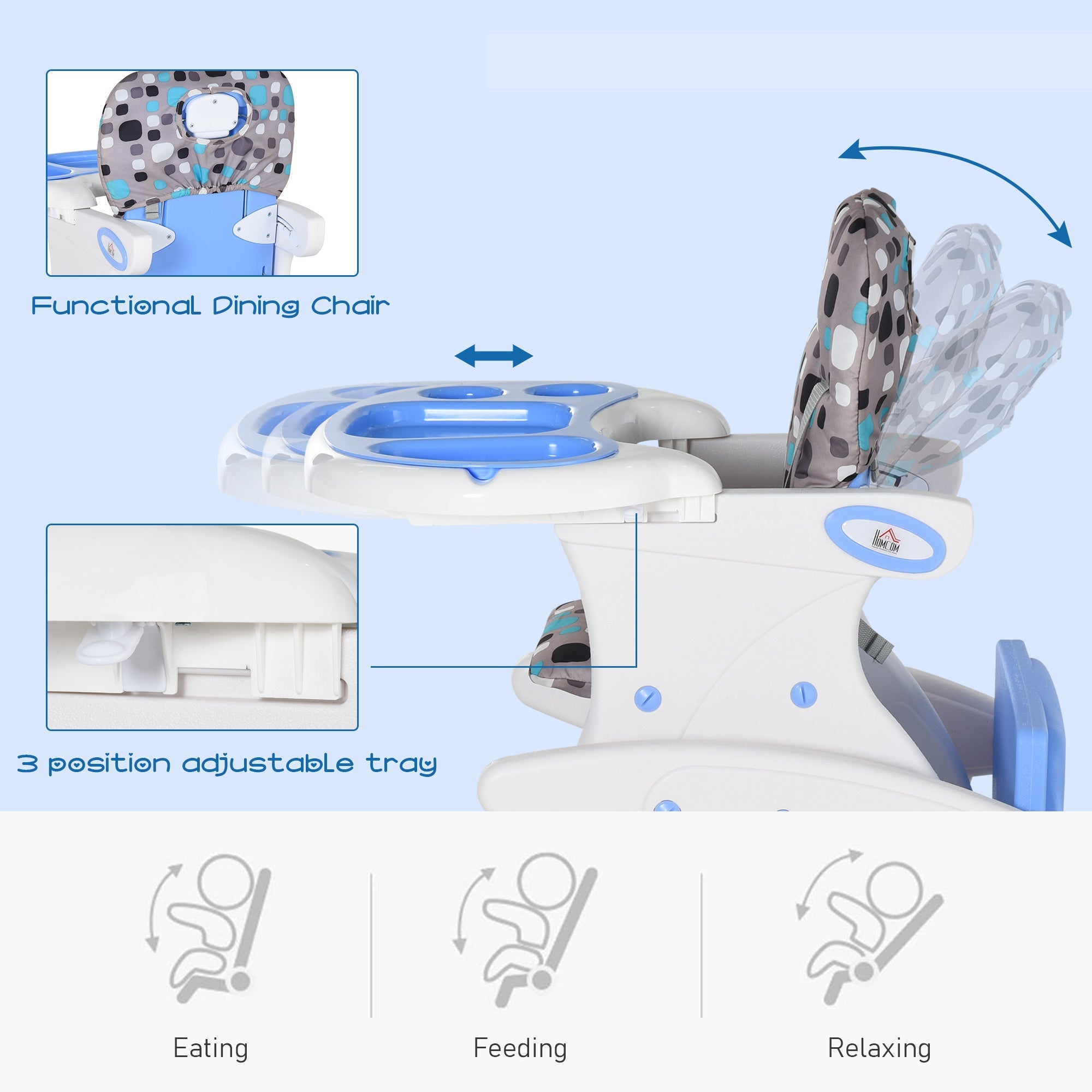 HDPE 3-in-1 Baby Booster High Chair Blue-4