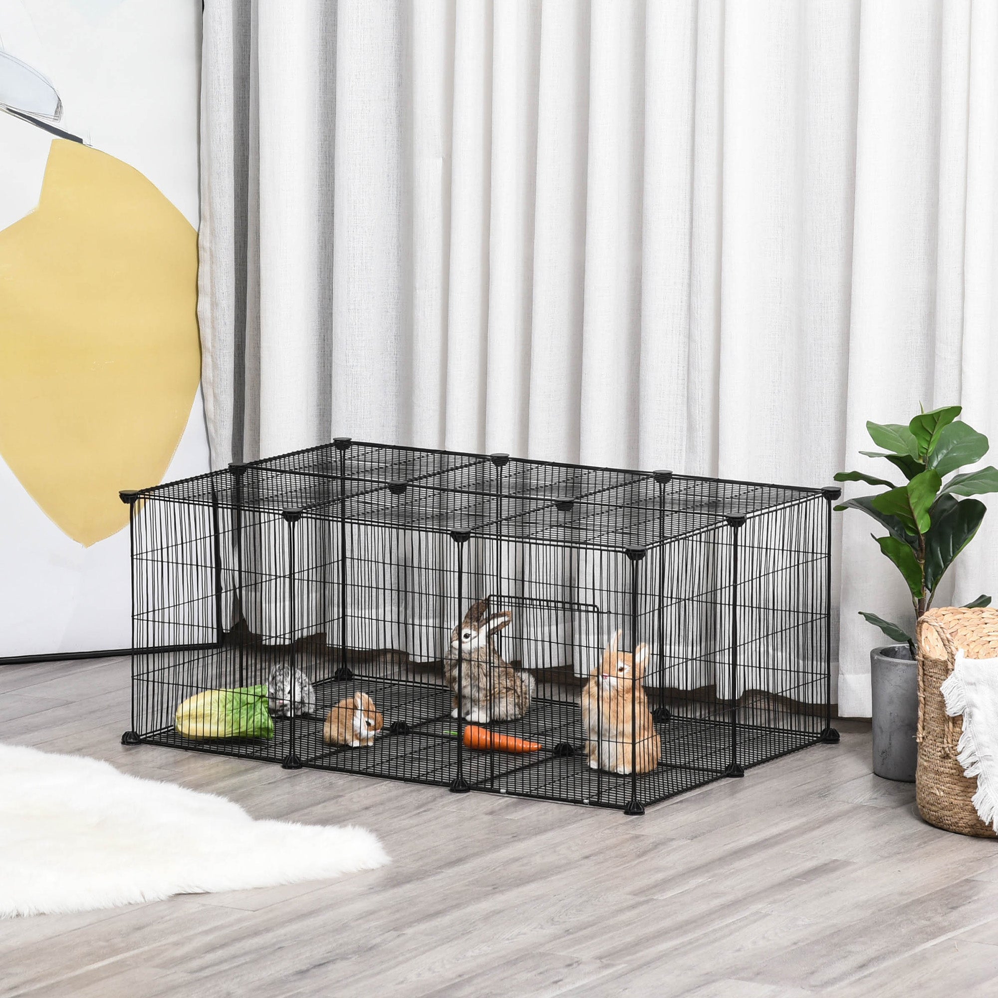 Pet Playpen DIY Small Animal Cage Metal Fence with Door, 22 Pieces, for Bunny Chinchilla Hedgehog Guinea Pig-1