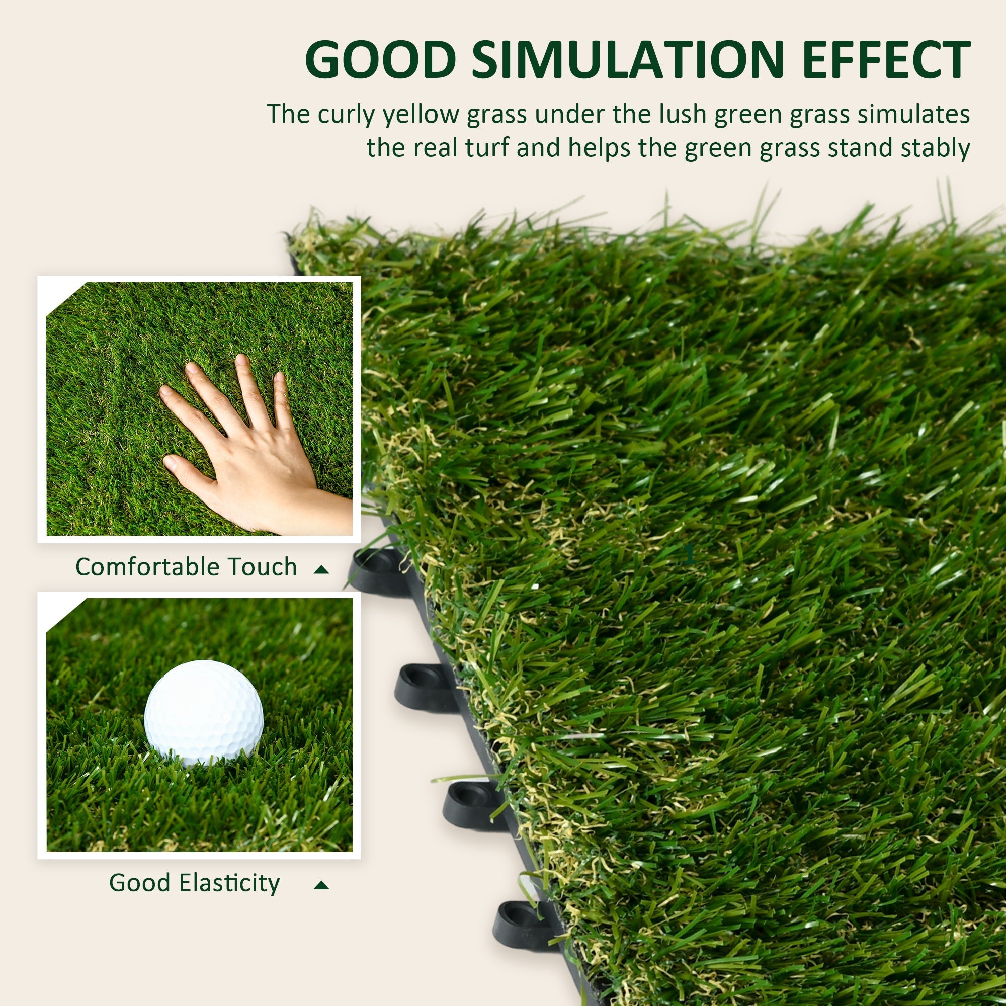 10 PCs 30 x 30cm Artificial Grass Turf, 25mm Pile Height Grass Carpet Fake Grass Mat UV Resistance for Outdoor-3