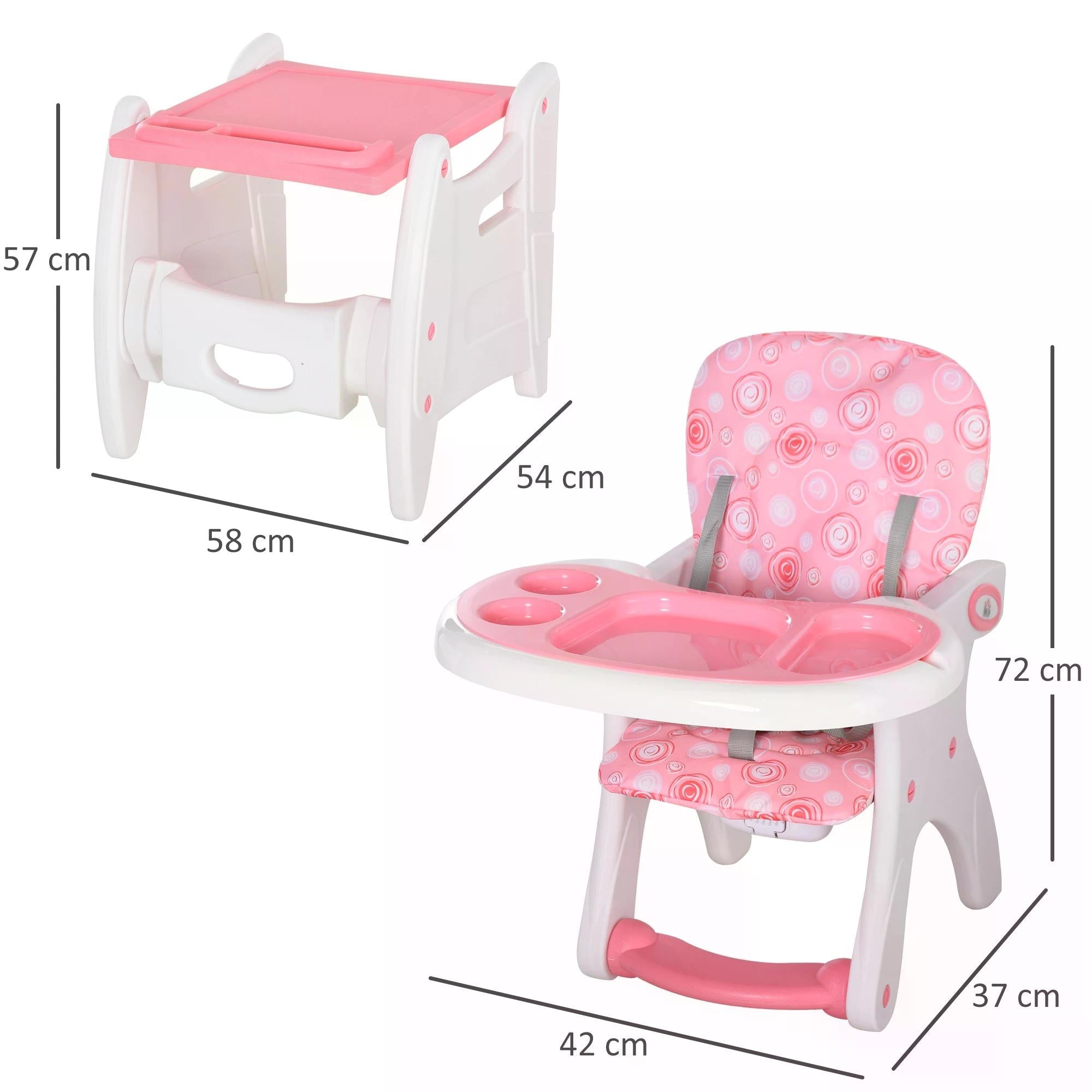 HDPE 3-in-1 Baby Booster High Chair Pink-2