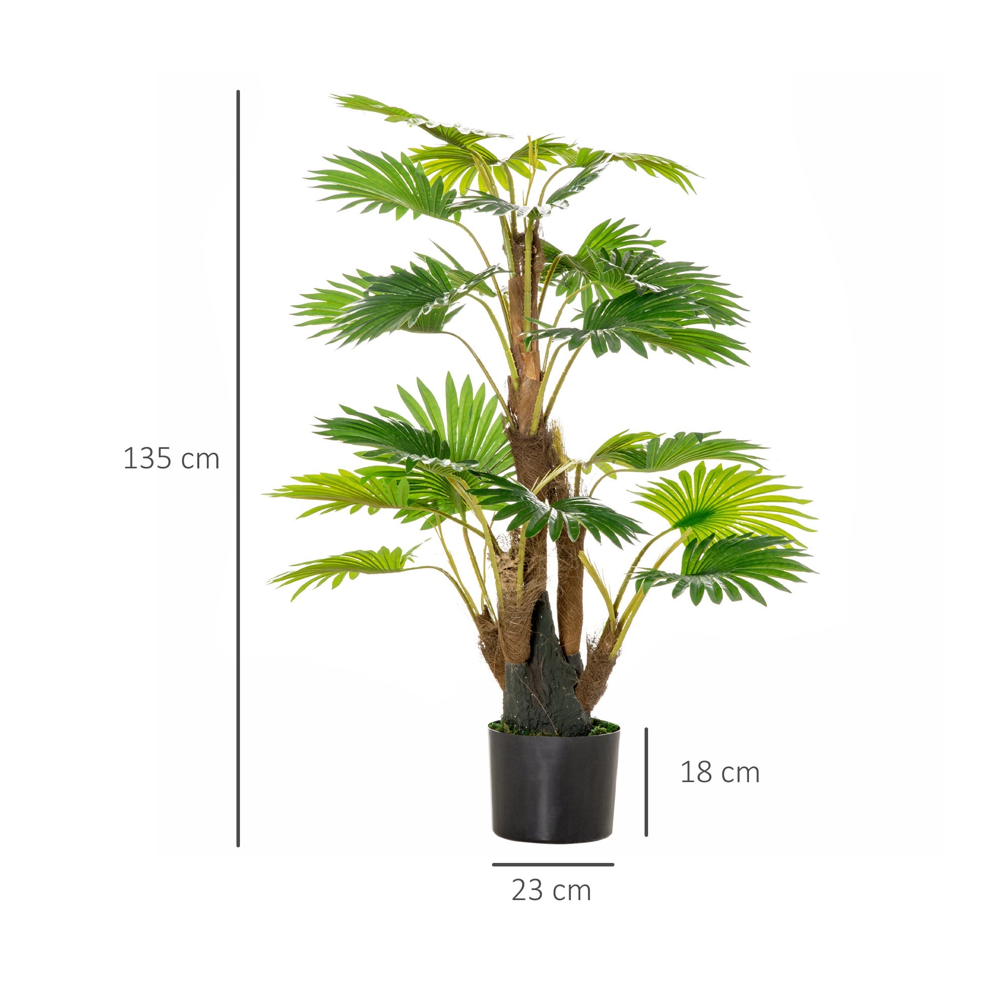 2 Pack Artificial Plant Palm Tree in Pot, Fake Plants for Home Indoor Outdoor Decor, 135cm, Green-2