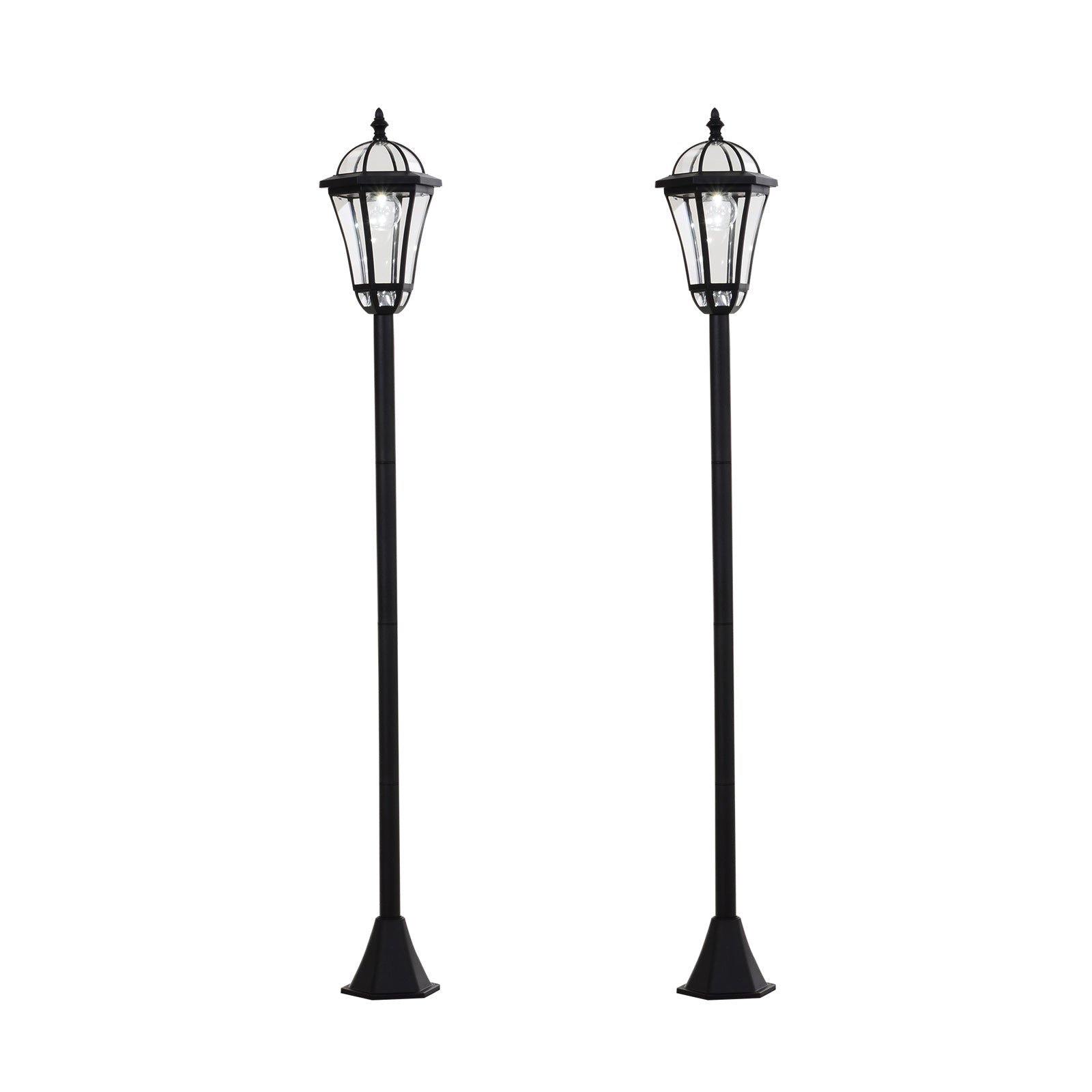 2 PCS LED Garden Lights Lamp Post Solar Powered Lantern Patio Pathway Walkway Outdoor Water-Resist Auto Switch 6-8 Hours Black-0