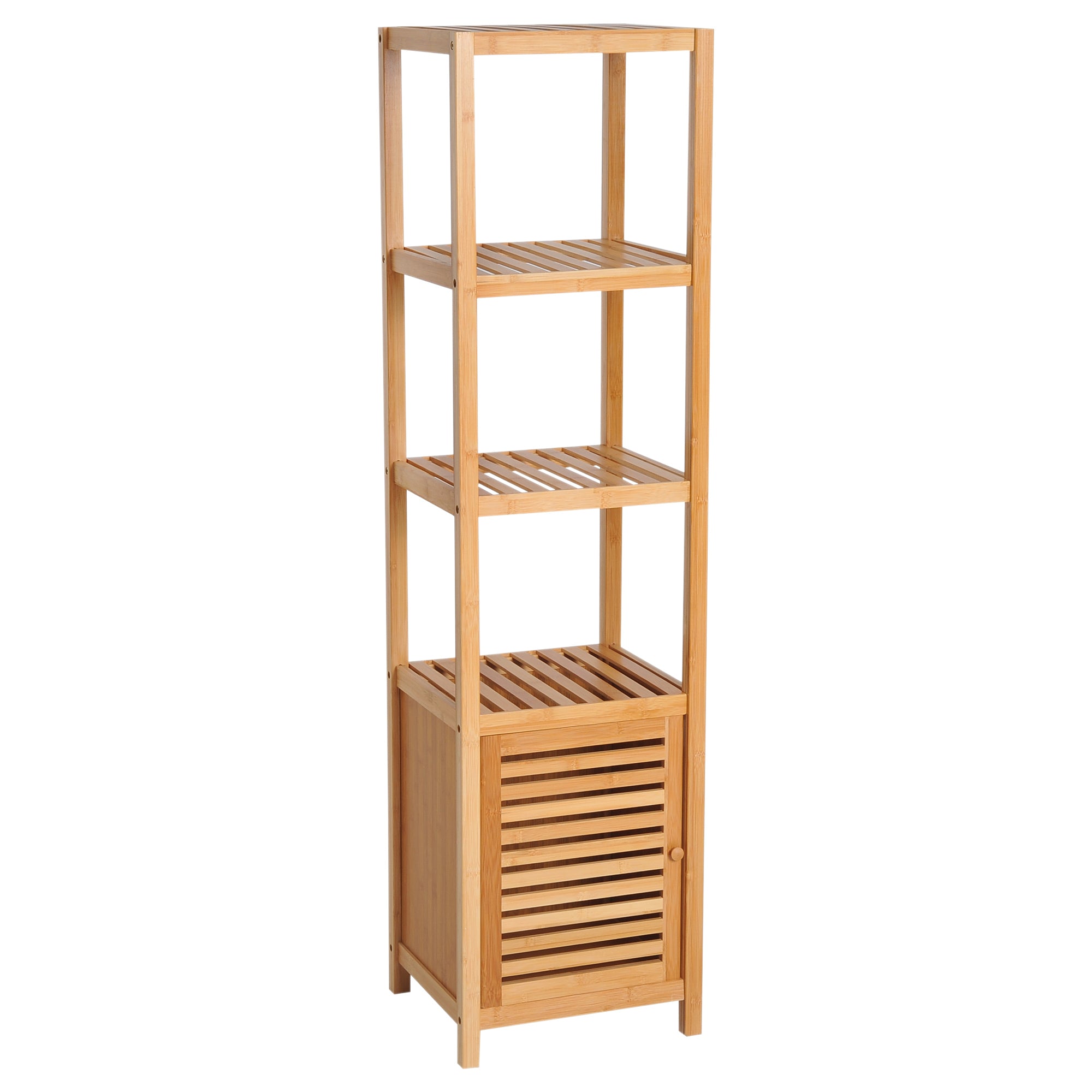 140cm Storage Unit Freestanding Cabinet w/ 3 Shelves Cupboard Bathroom Kitchen Home Tall Utility Organiser-0