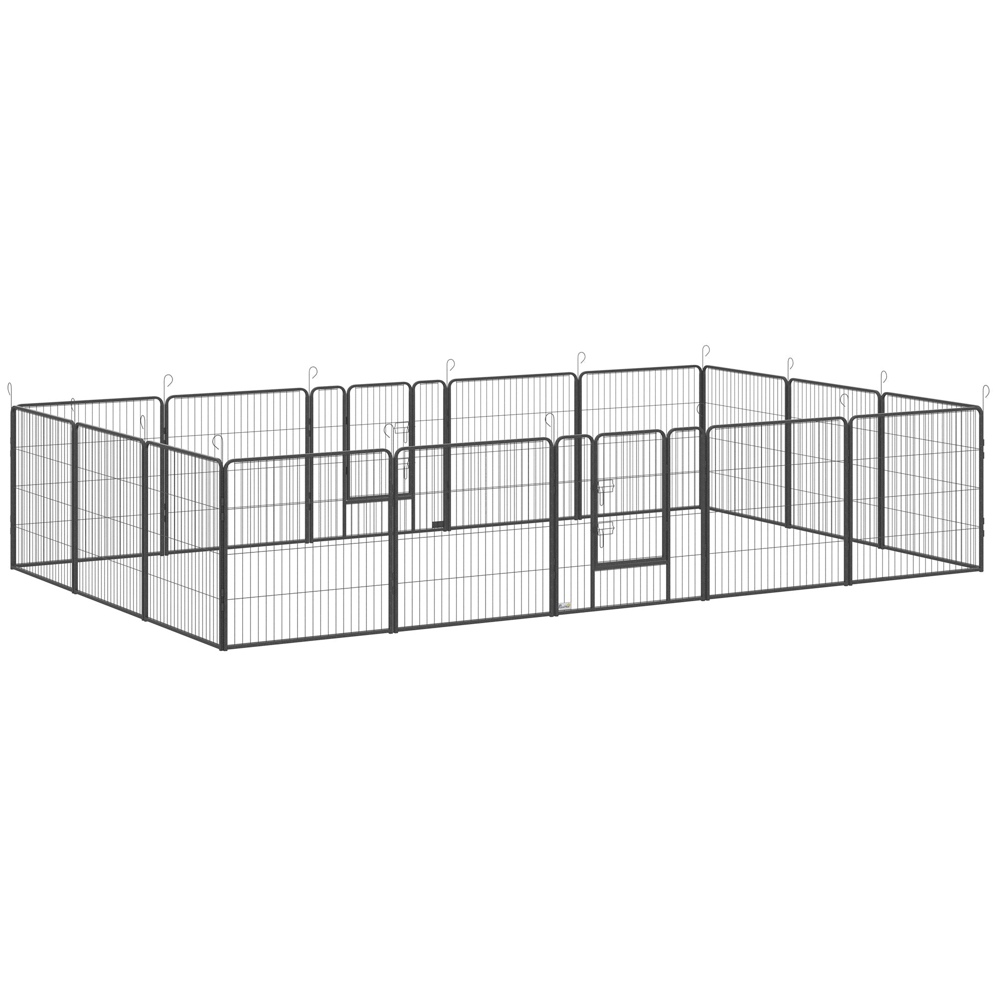 16 Panels Heavy Duty Puppy Playpen, for Small and Medium Dogs, Indoor and Outdoor Use - Grey-0